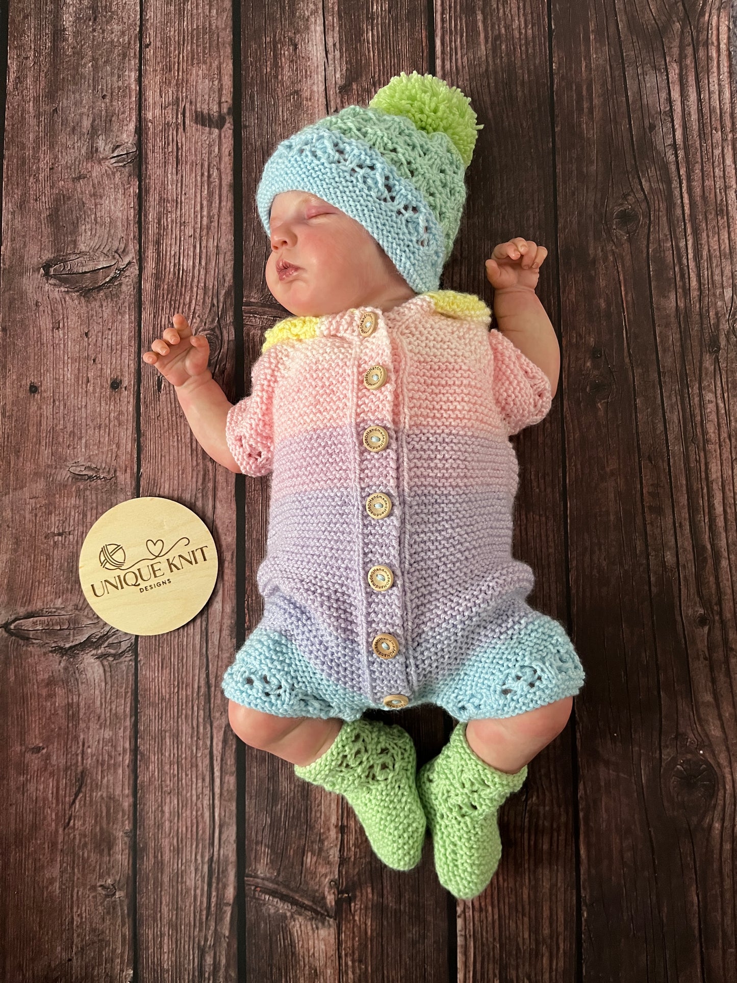 "Rainbow” Multi Piece set knitting pattern for reborn doll 16-22" or 0-3 month old baby