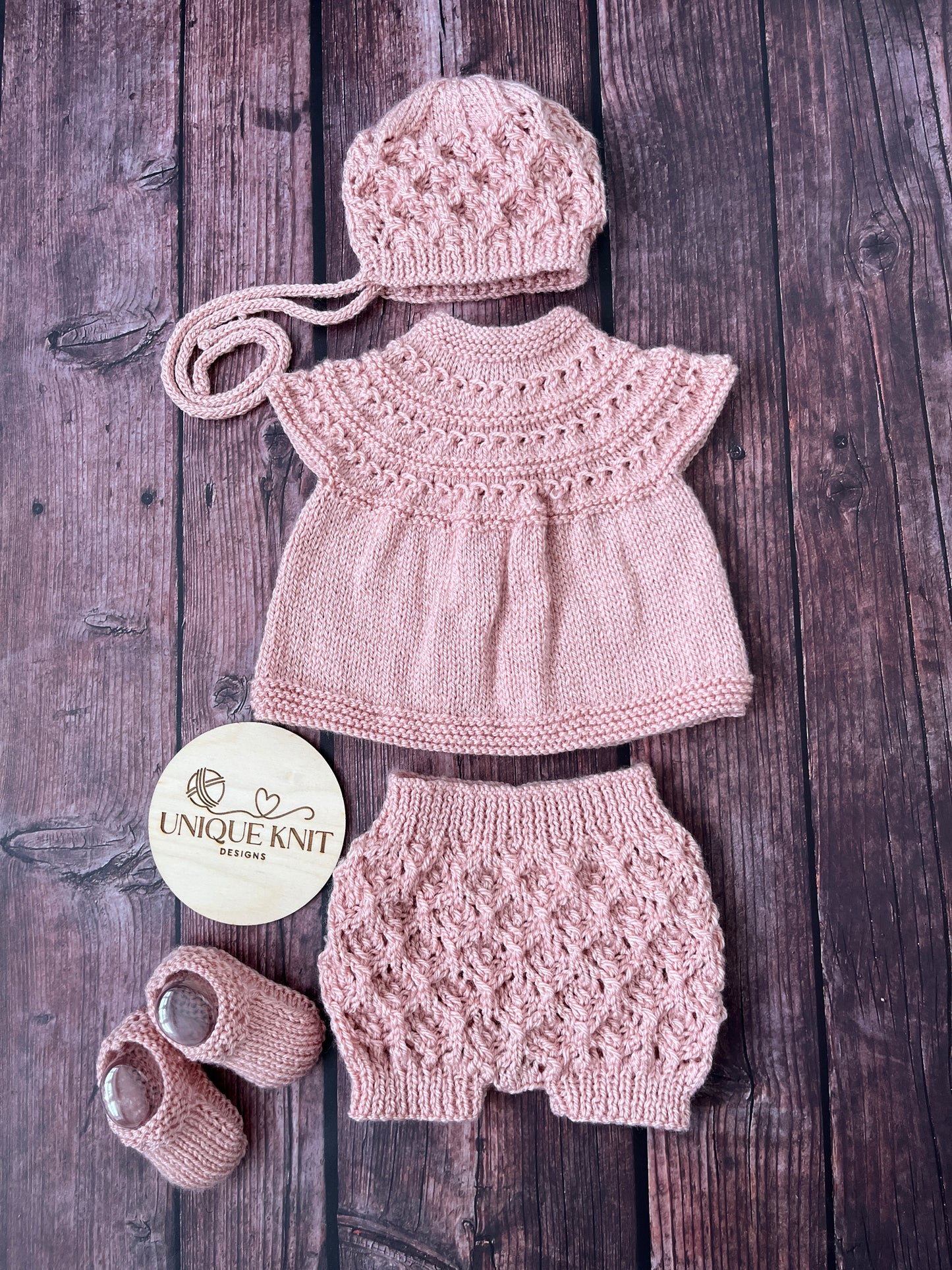 "Rianne” 4 Piece Knitting pattern set for Reborn doll 16 -22” or 0-3 Month Old Baby