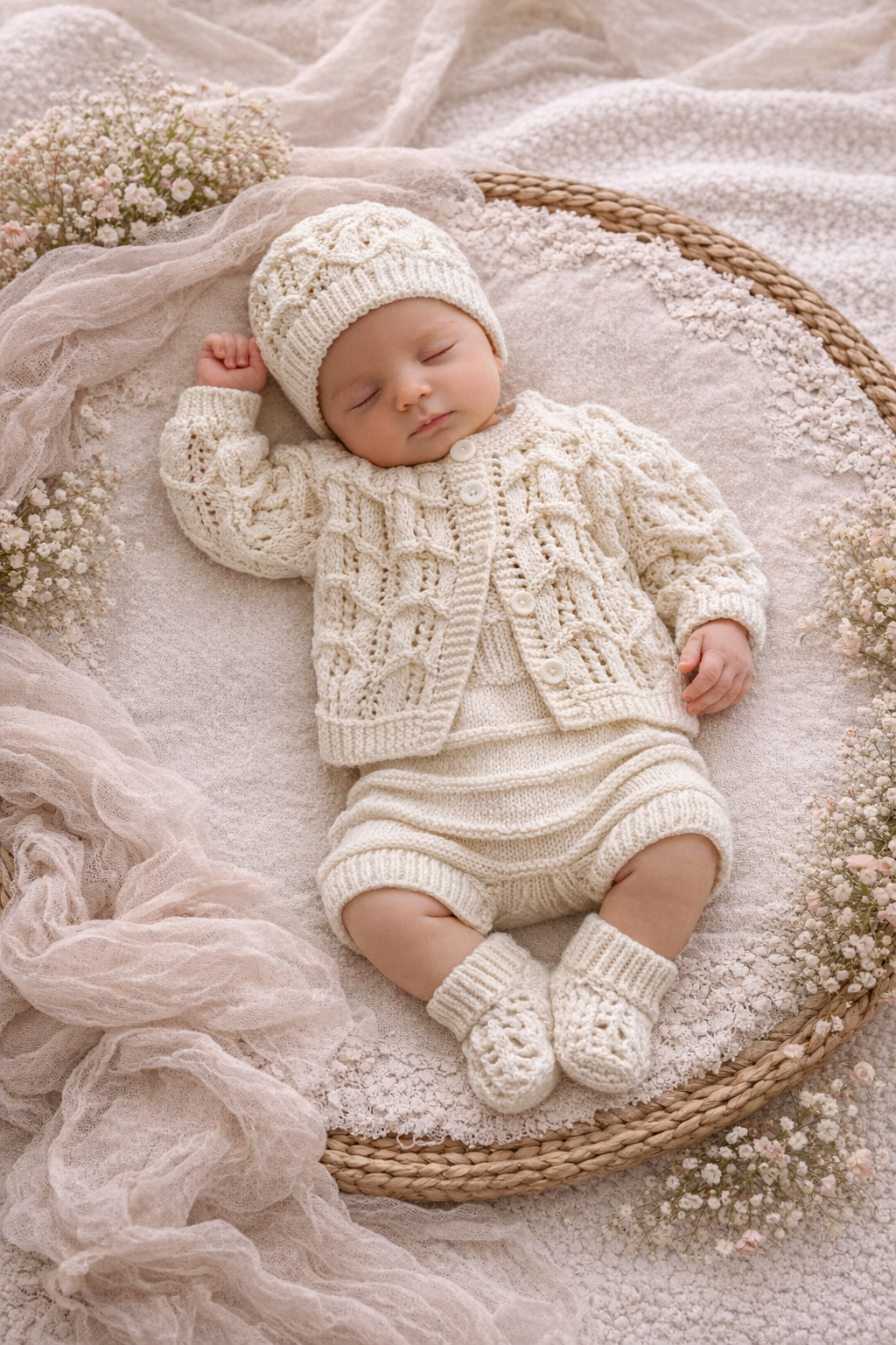 "Amari” Multi-piece Knitting pattern for Reborn doll 16 -22” or 0-3 Month Old Baby