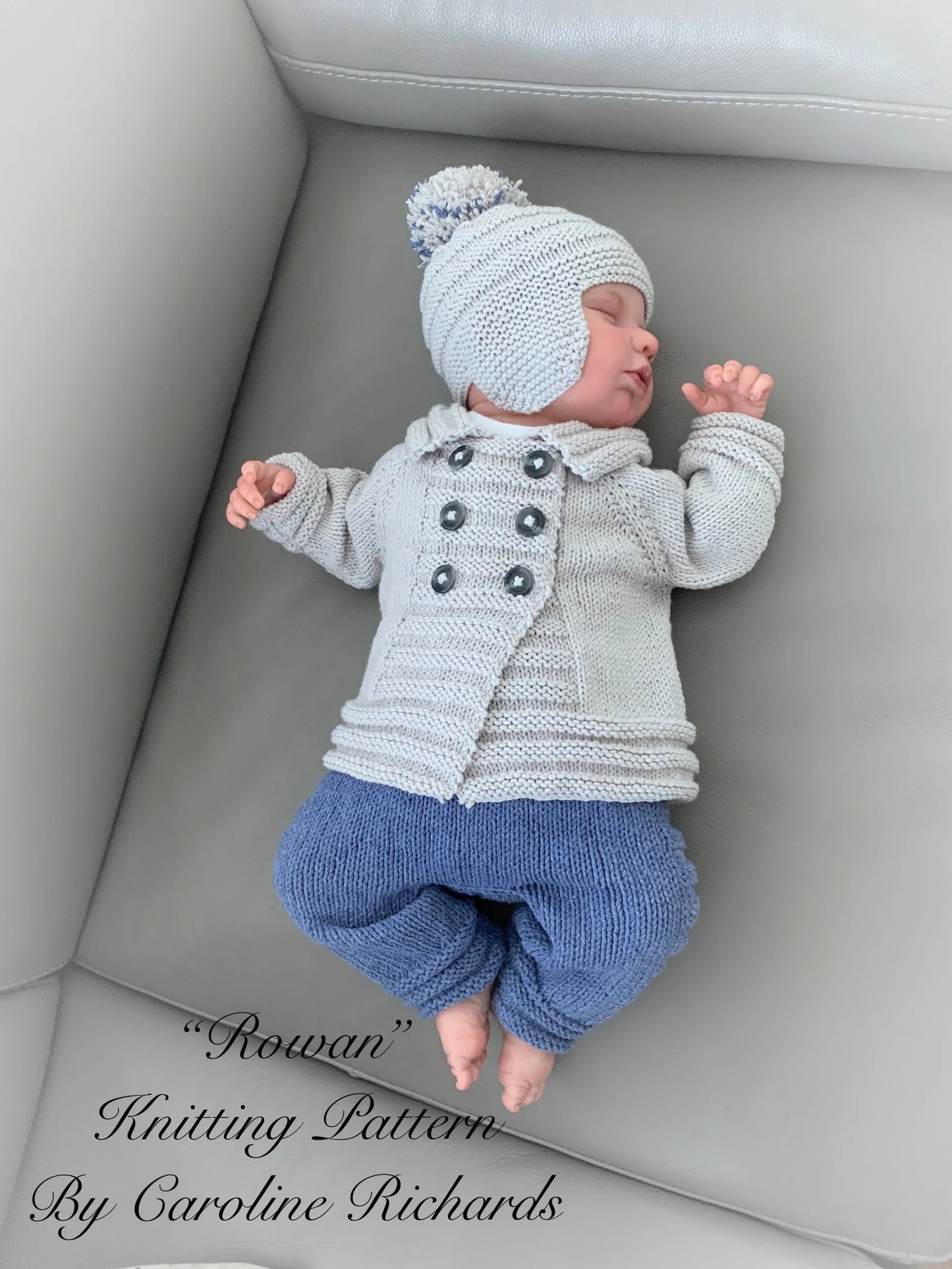 "Rowan” 4 Piece Set Knitting pattern for Reborn doll 16-22” or 0-3 Mth Old Baby