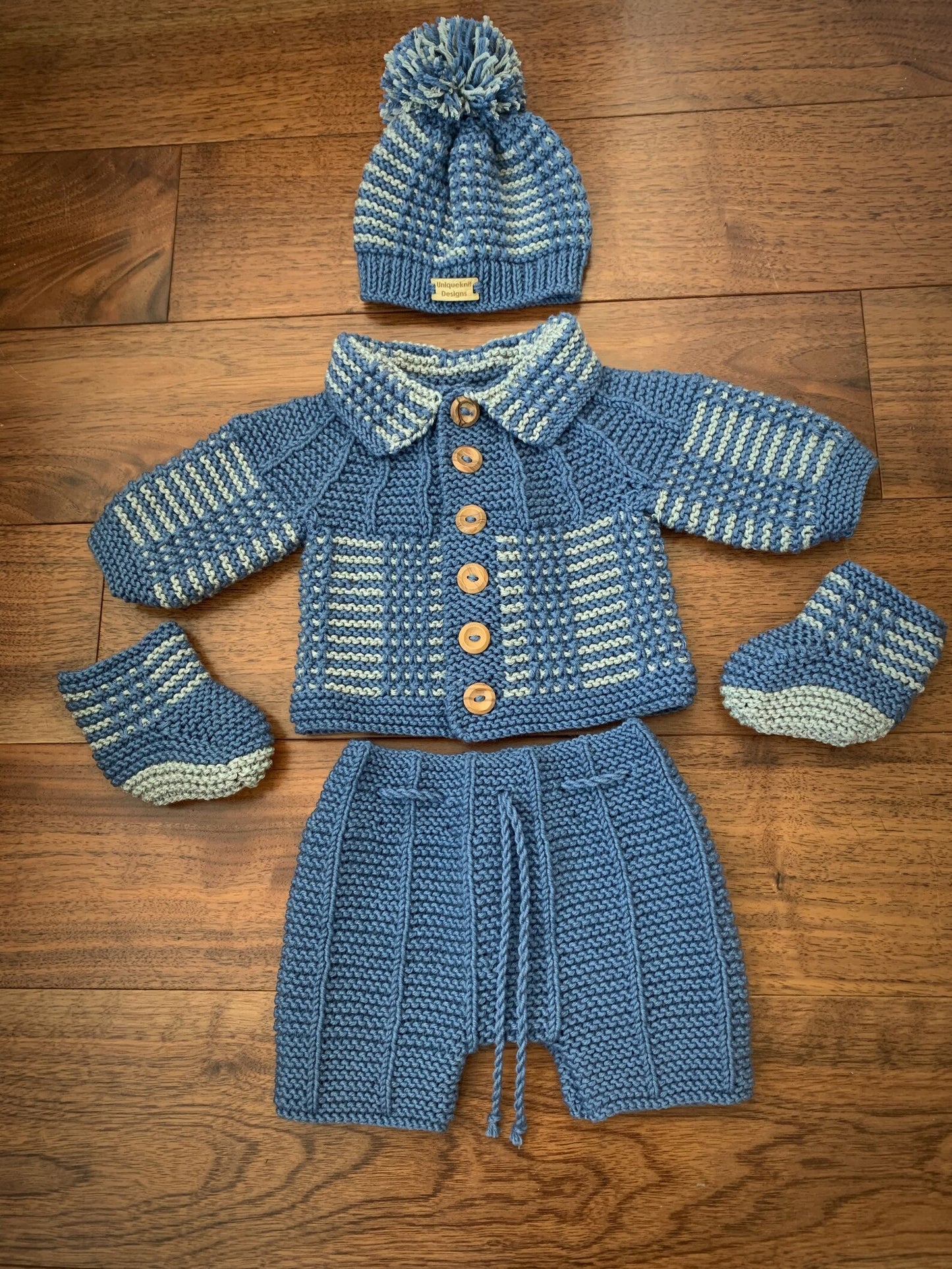 "Nathan” 4 Piece set knitting pattern for reborn doll 16-22" or 0-3 month old baby
