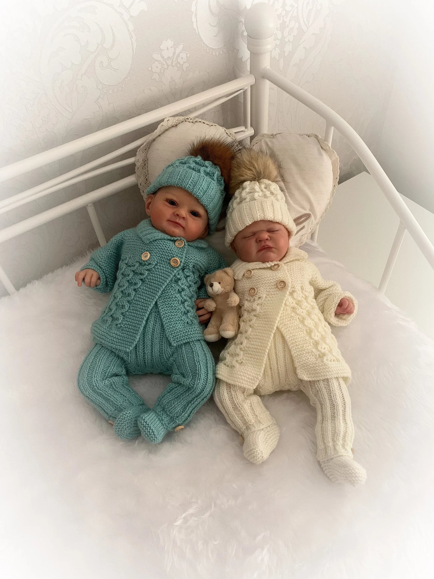 "Poinsettia” Cosy coat and legging set Knitting pattern for Reborn doll 16 -22” or 0-3 Mth Old Baby