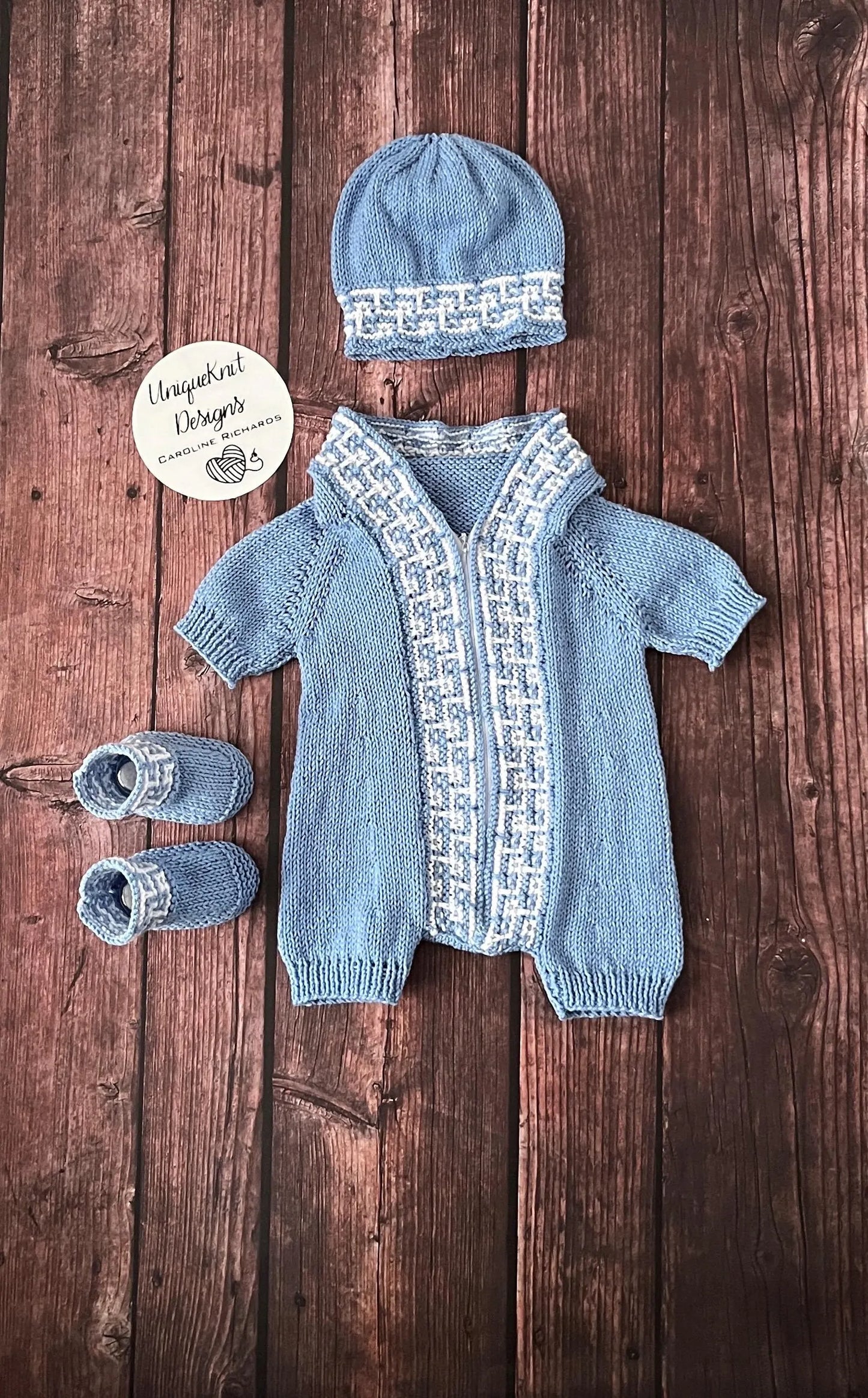 "Tetris” Romper Knitting pattern set for Reborn doll 16 -22” or 0-3 Month Old Baby