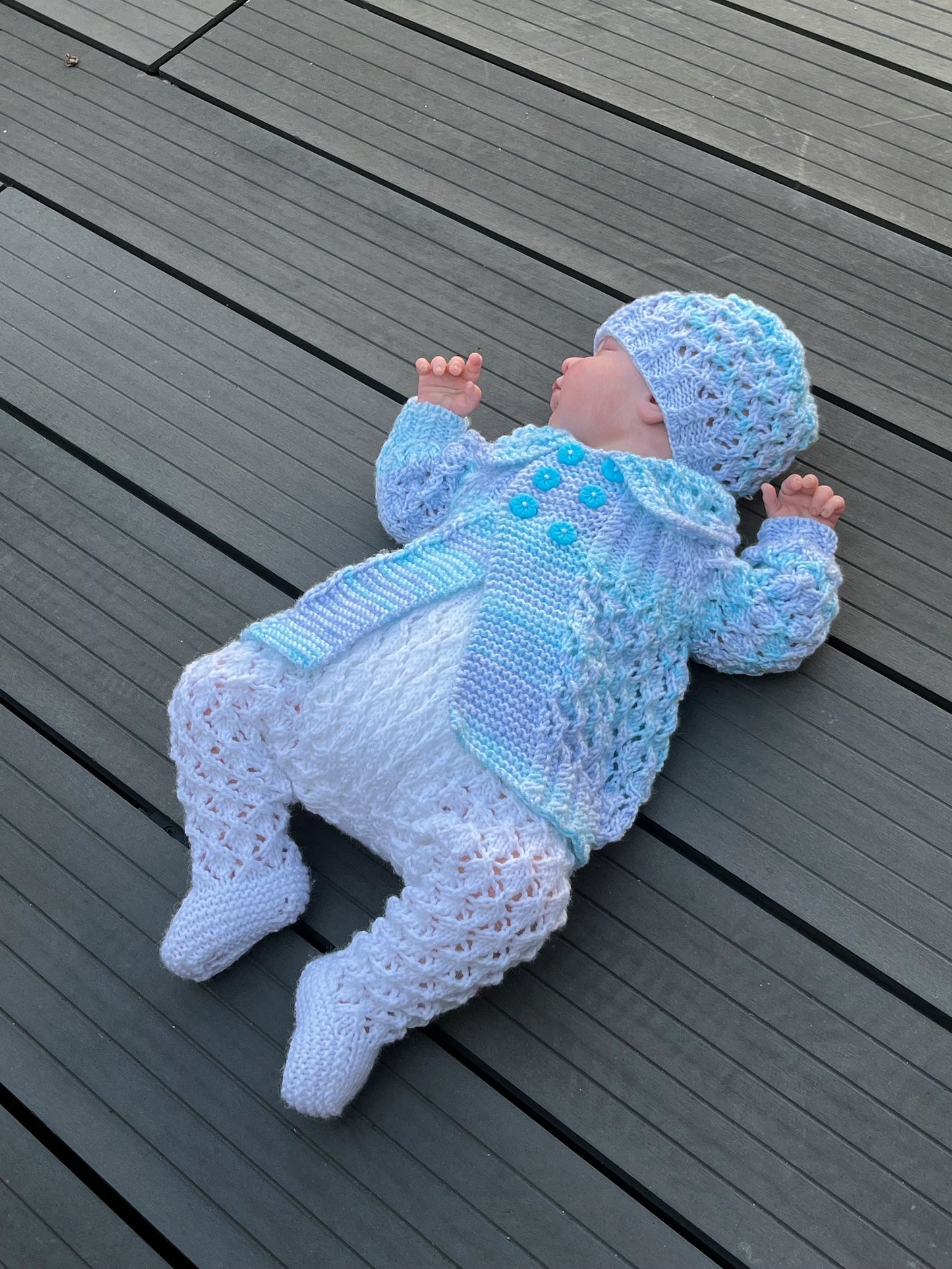 "Jelly Bean” 3 piece set Knitting pattern for Reborn doll 16 -22” or 0-3 Month Old Baby