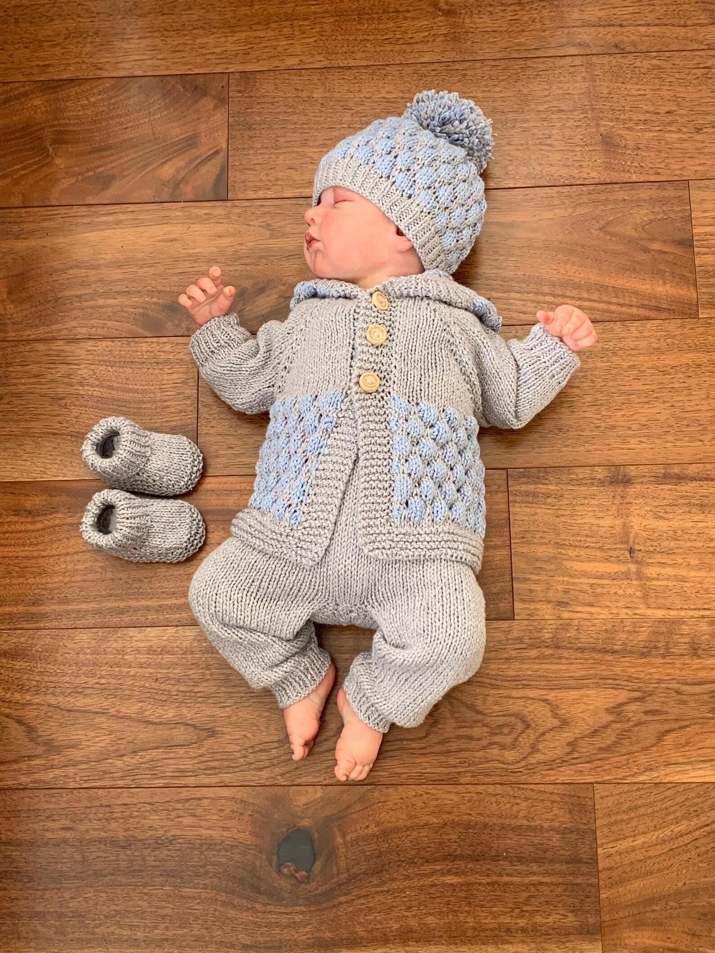 "Popcorn” 4 Piece set Knitting pattern for Reborn doll 16 -22” or 0-3 Month Old Baby