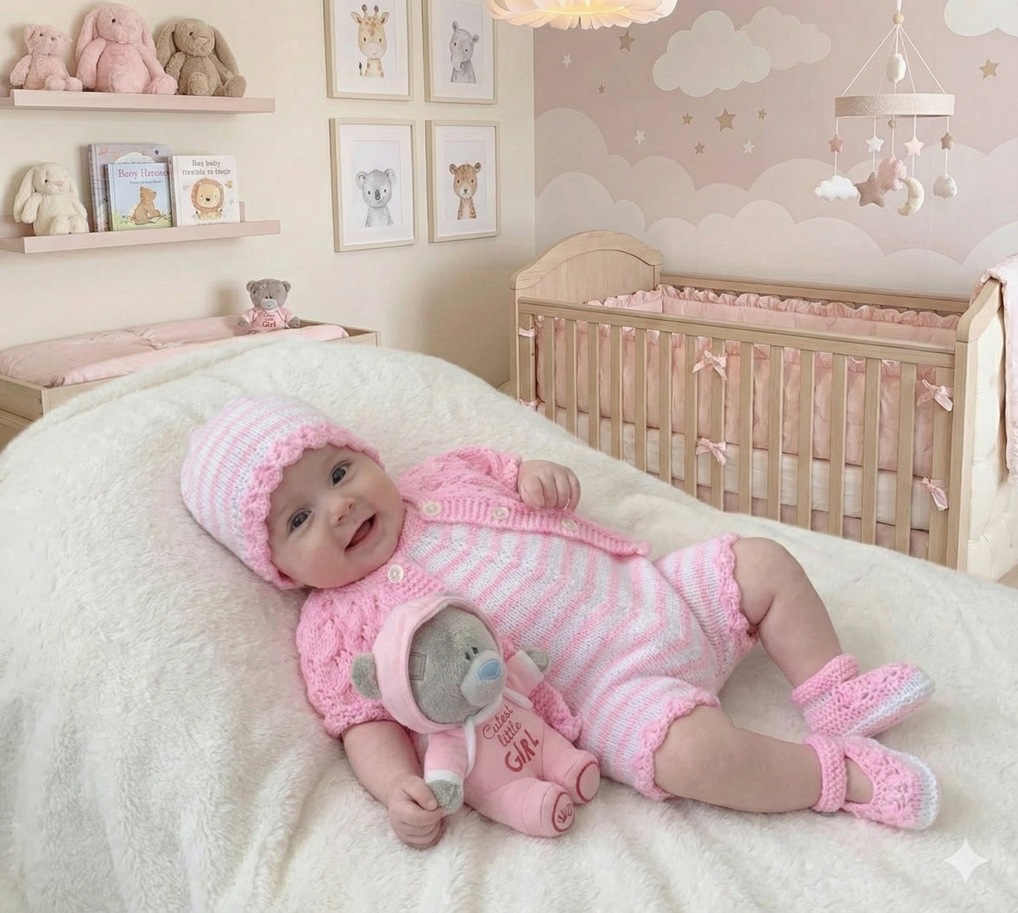 "Violets” 4 Piece Set Knitting pattern for Reborn doll 18-22” or 0-3 Mth Old Baby