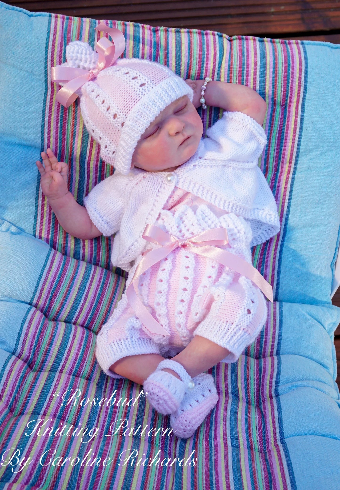 "Rosebud” Summer set Knitting pattern for Reborn doll 16 -22” or 0-3 Mth Old Baby