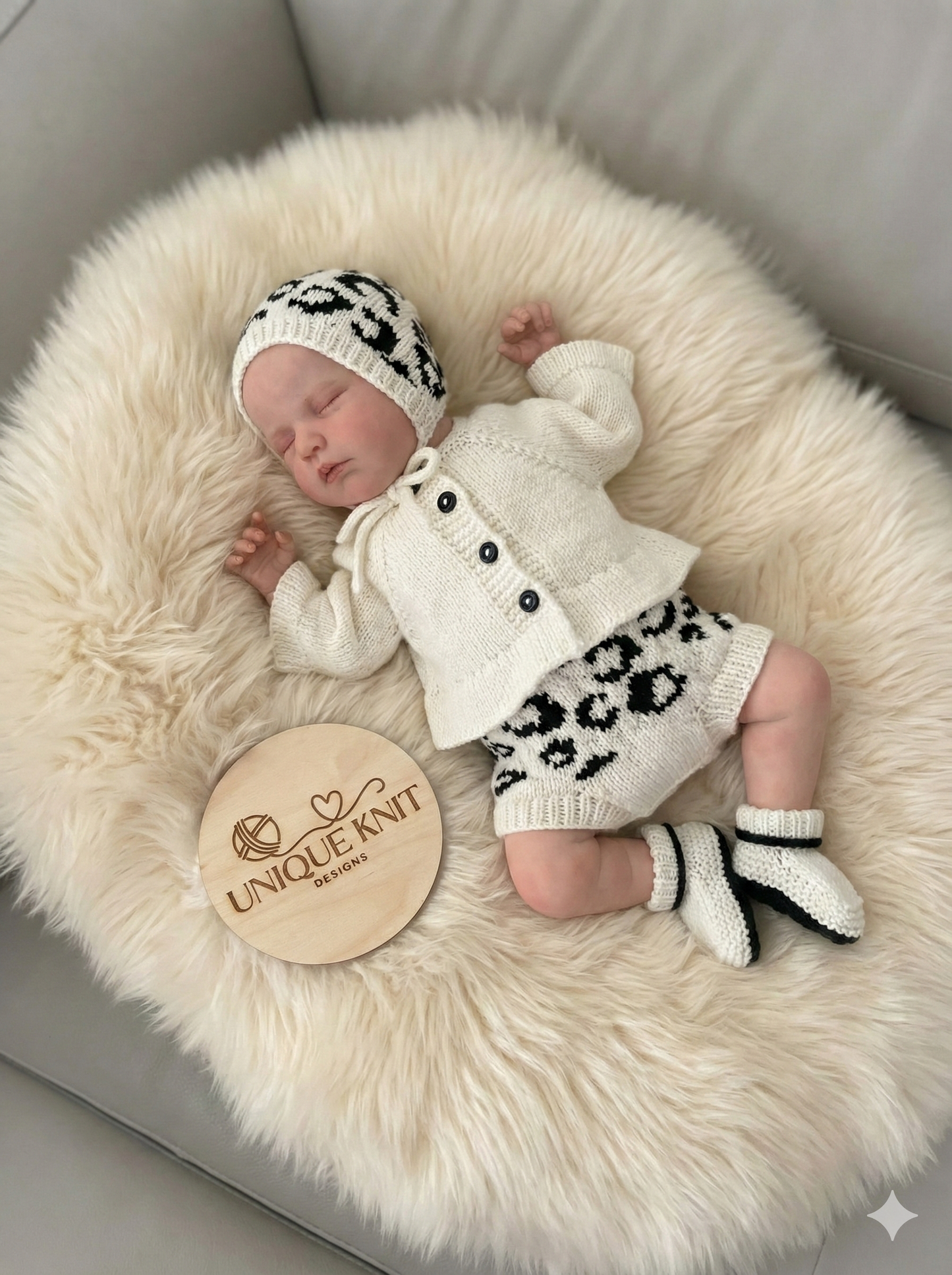"Sable” 4 piece set knitting pattern set for Reborn doll 16 -22” or 0-3 Month Old Baby