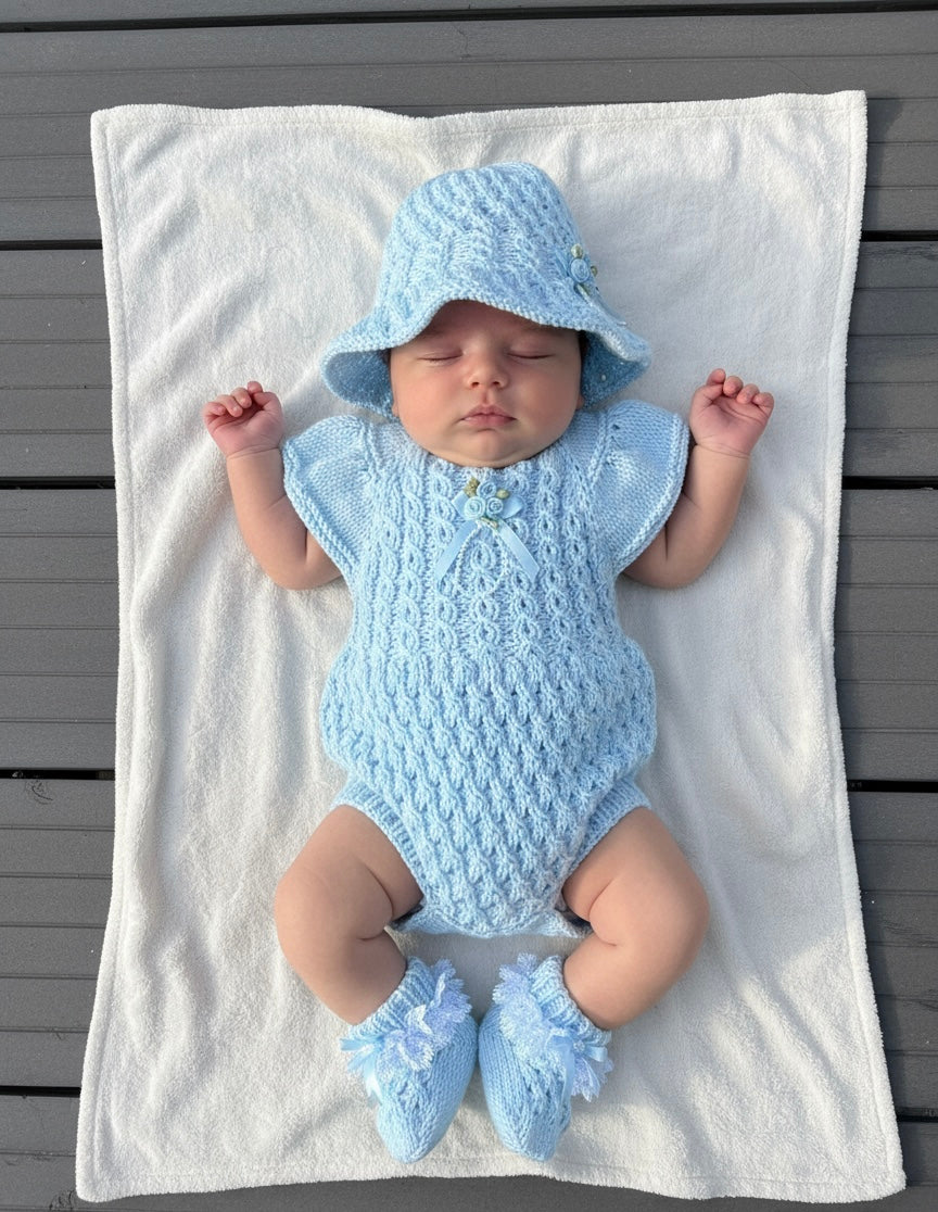 "Ruffle” Romper Knitting pattern for Reborn doll 16 -22” or 0-3 Month Old Baby