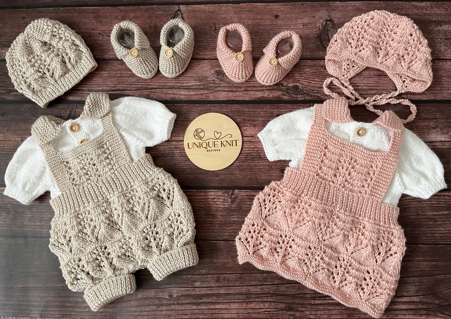 "Tim & Kim ” Multi Piece twin set knitting pattern for reborn doll 16-22" or 0-3 month old baby