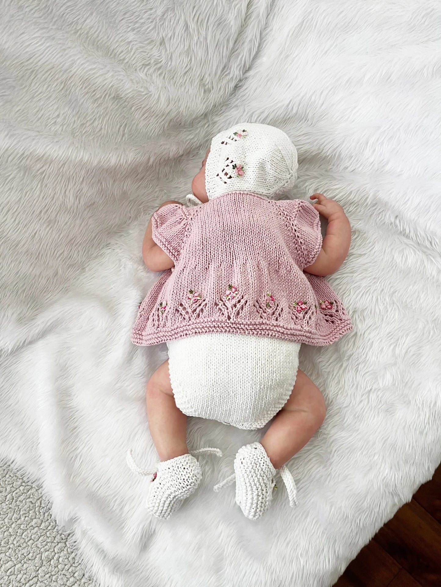"Isabelle” 4 Piece Knitting pattern set for Reborn doll 16 -22” or 0-3 Month Old Baby
