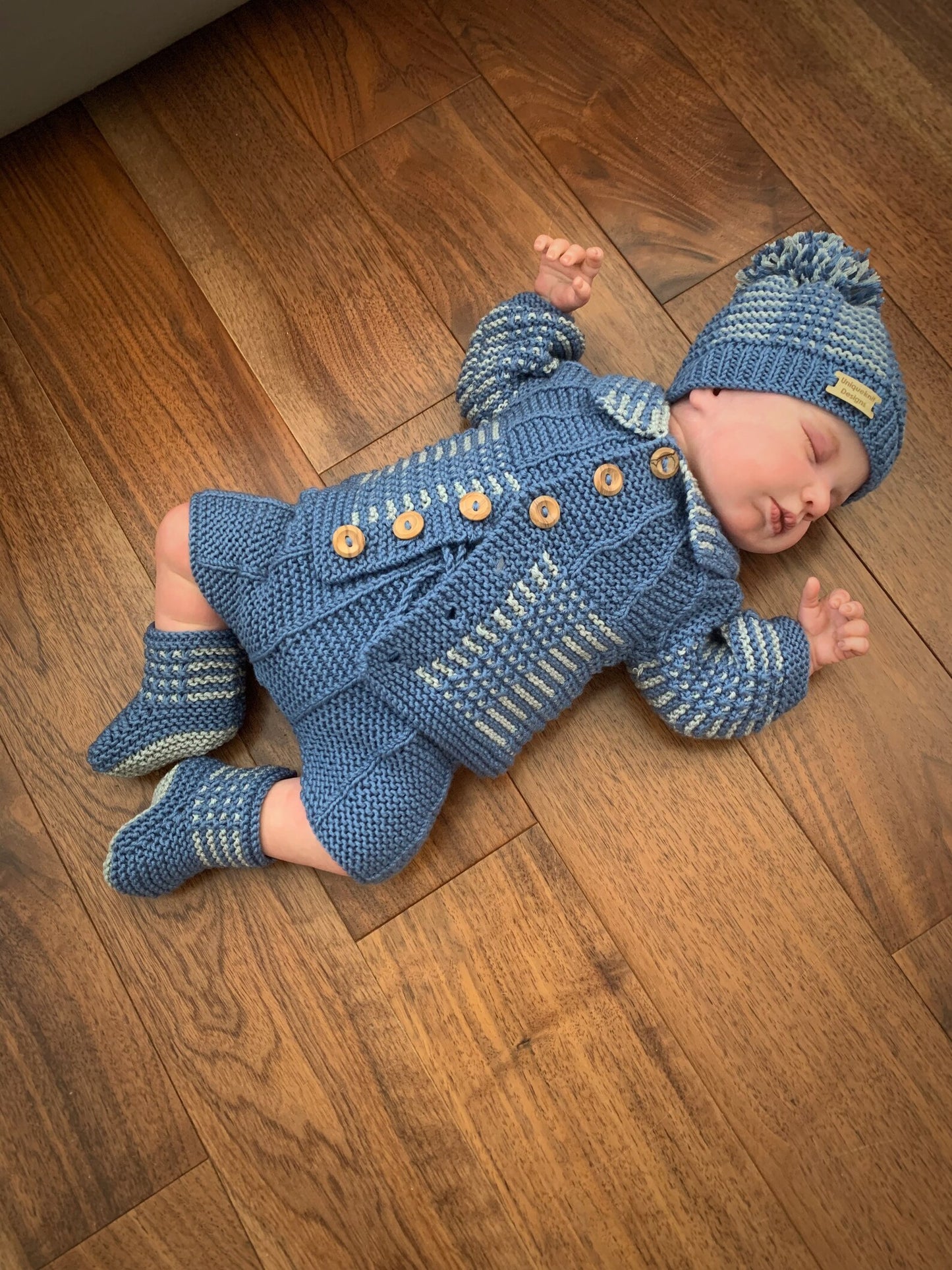 "Nathan” 4 Piece set knitting pattern for reborn doll 16-22" or 0-3 month old baby