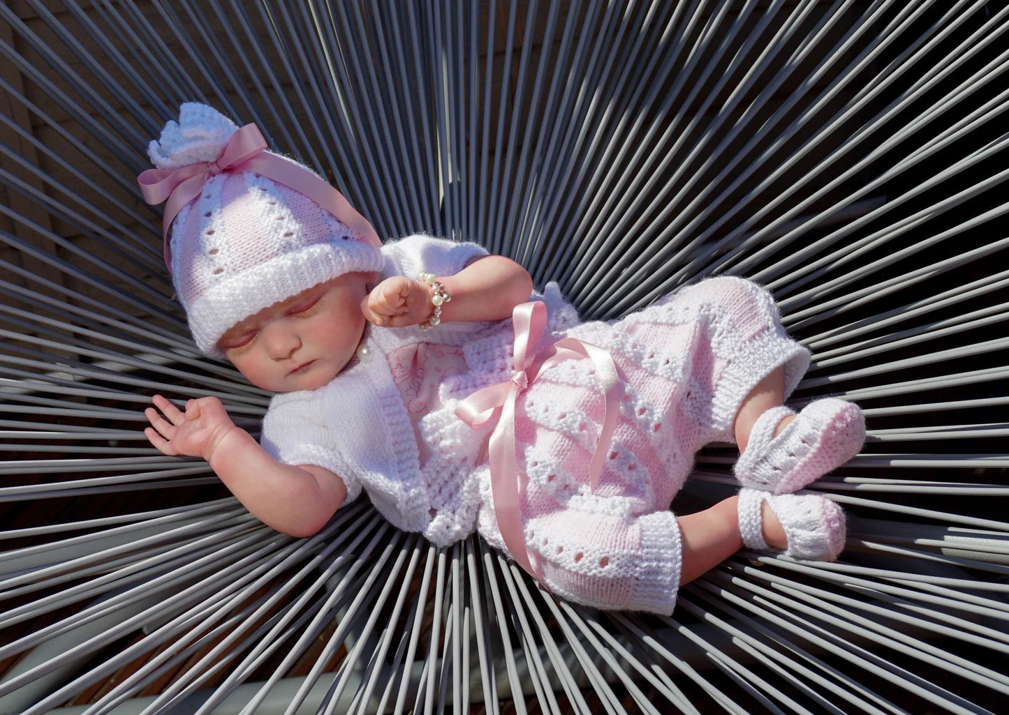 "Rosebud” Summer set Knitting pattern for Reborn doll 16 -22” or 0-3 Mth Old Baby