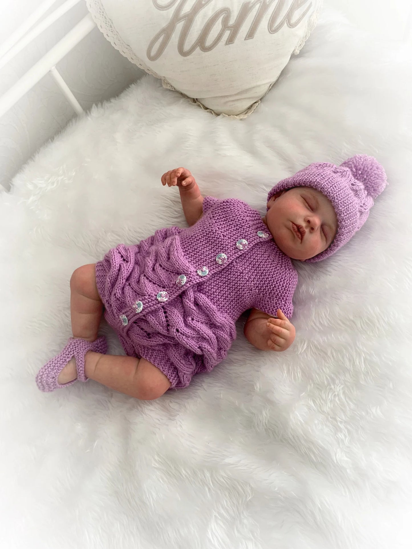 "Gardenia ” Sideways made Knitting pattern for Reborn doll 16 -22” or 0-3 Mth Old Baby