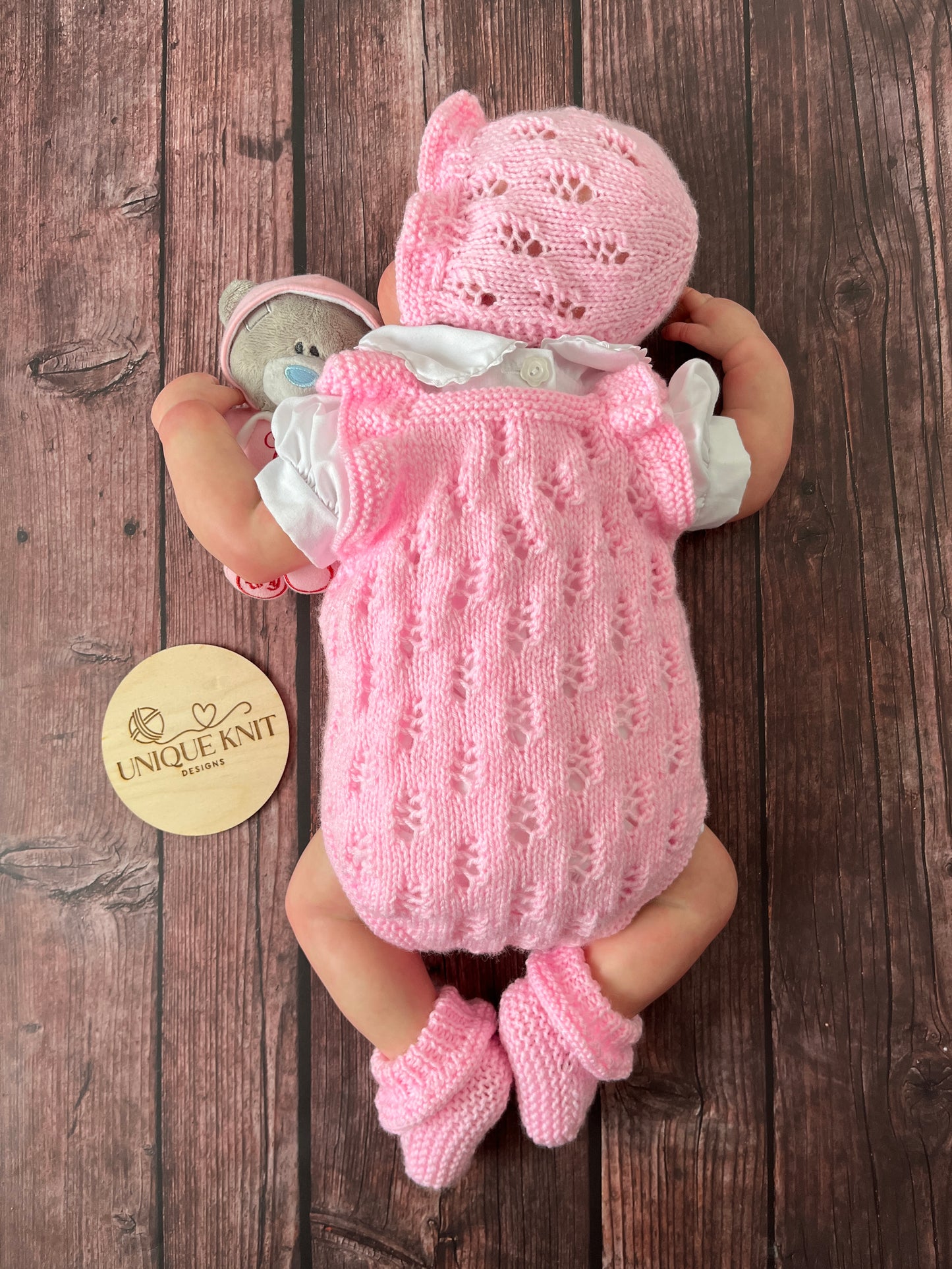 "Caz” Multi Piece set knitting pattern for reborn doll 16-22" or 0-3 month old baby