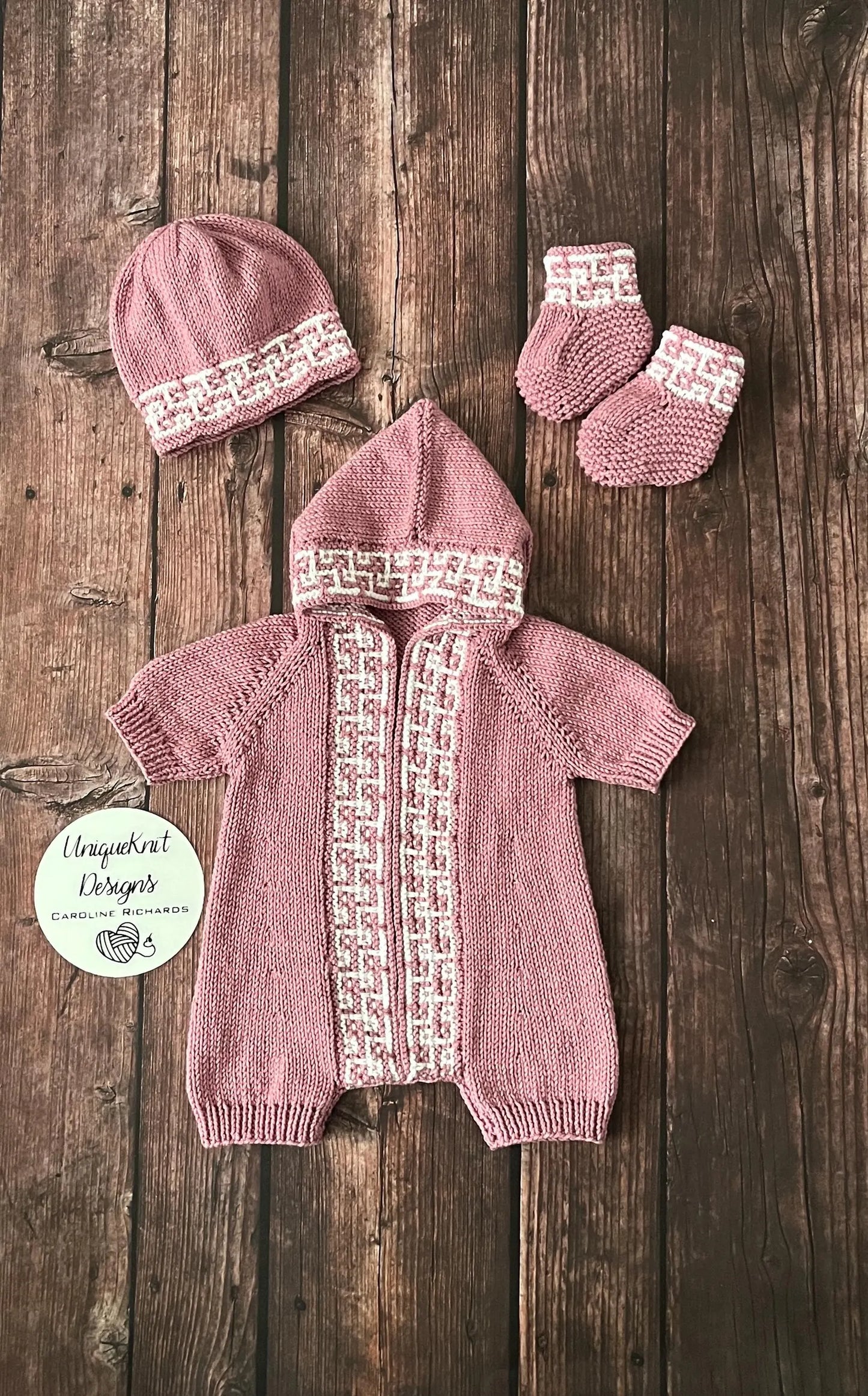 "Tetris” Romper Knitting pattern set for Reborn doll 16 -22” or 0-3 Month Old Baby