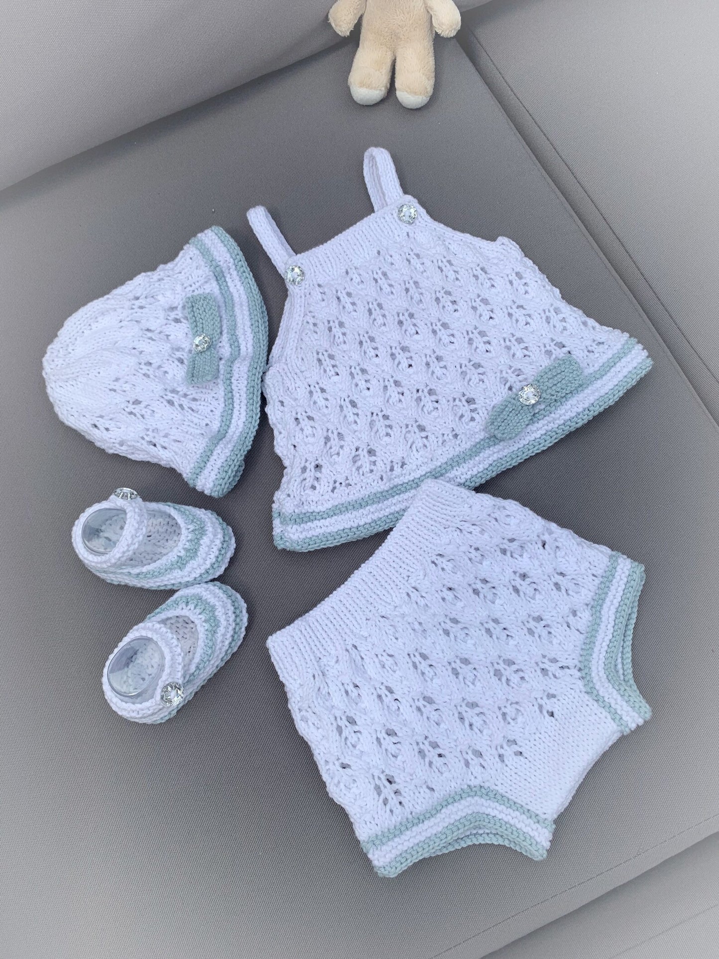 "Olive” 4 Piece Set Knitting pattern for Reborn doll 16-22” or 0-3 Month Old Baby