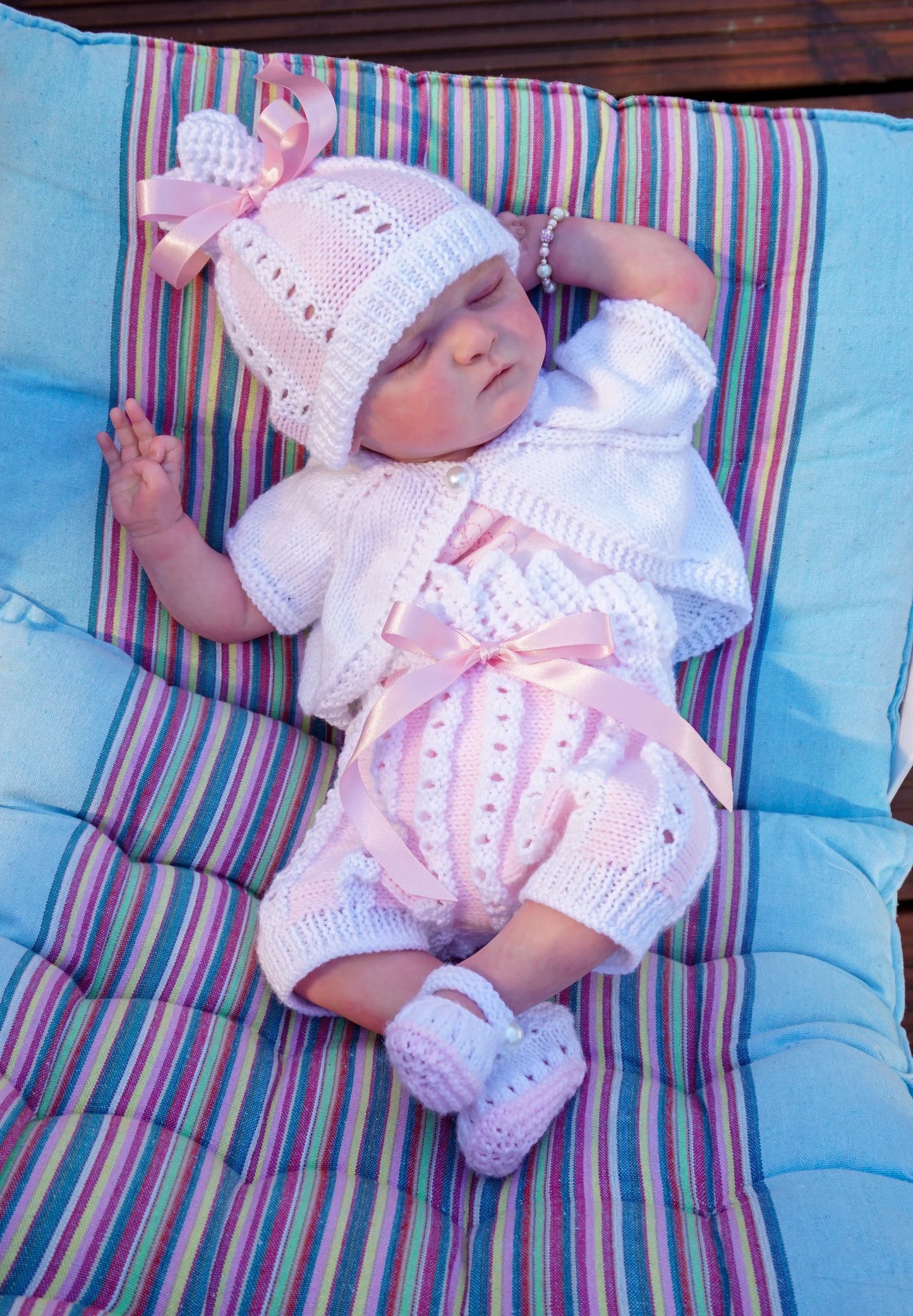 "Rosebud” Summer set Knitting pattern for Reborn doll 16 -22” or 0-3 Mth Old Baby