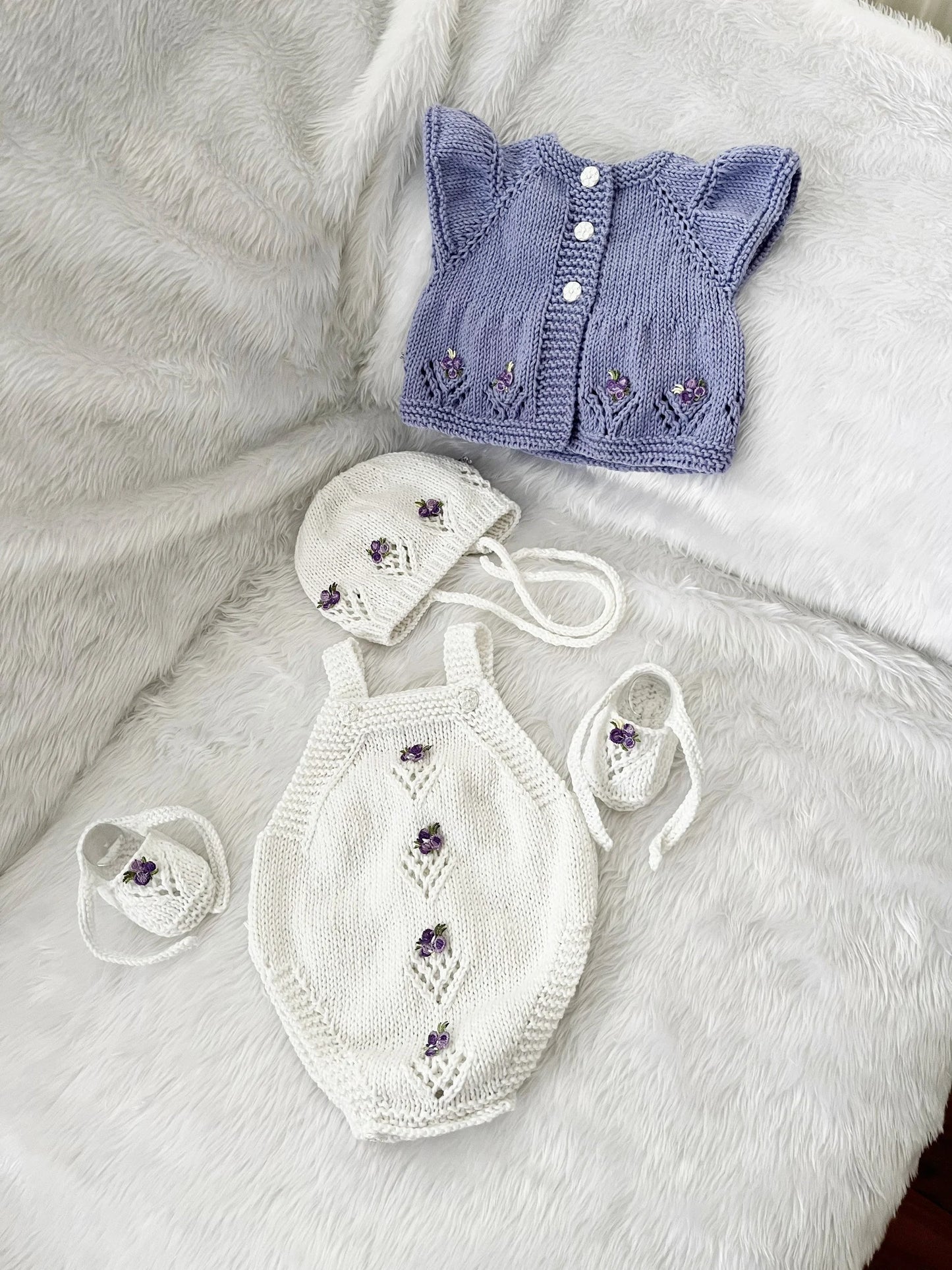"Isabelle” 4 Piece Knitting pattern set for Reborn doll 16 -22” or 0-3 Month Old Baby