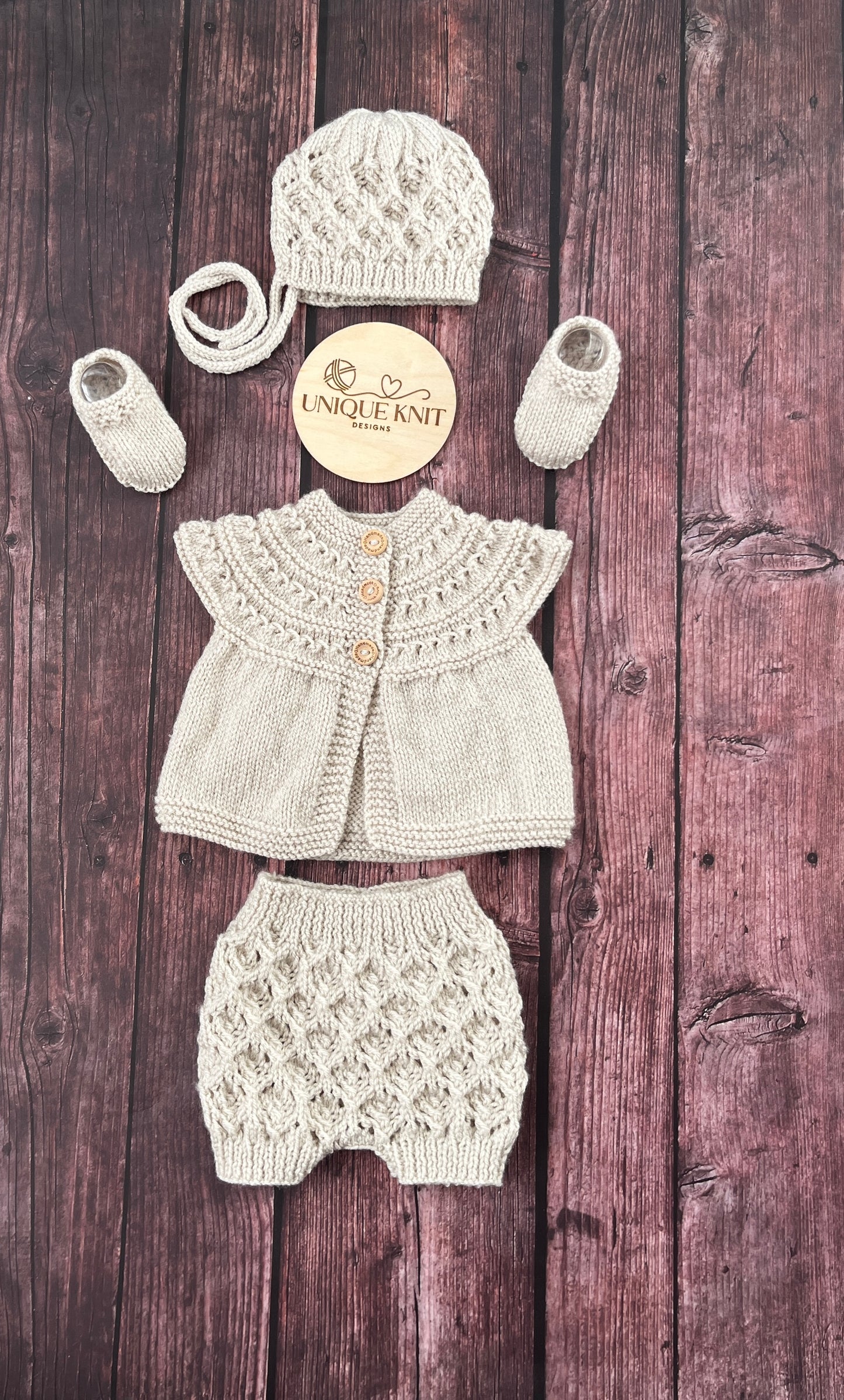 "Rianne” 4 Piece Knitting pattern set for Reborn doll 16 -22” or 0-3 Month Old Baby