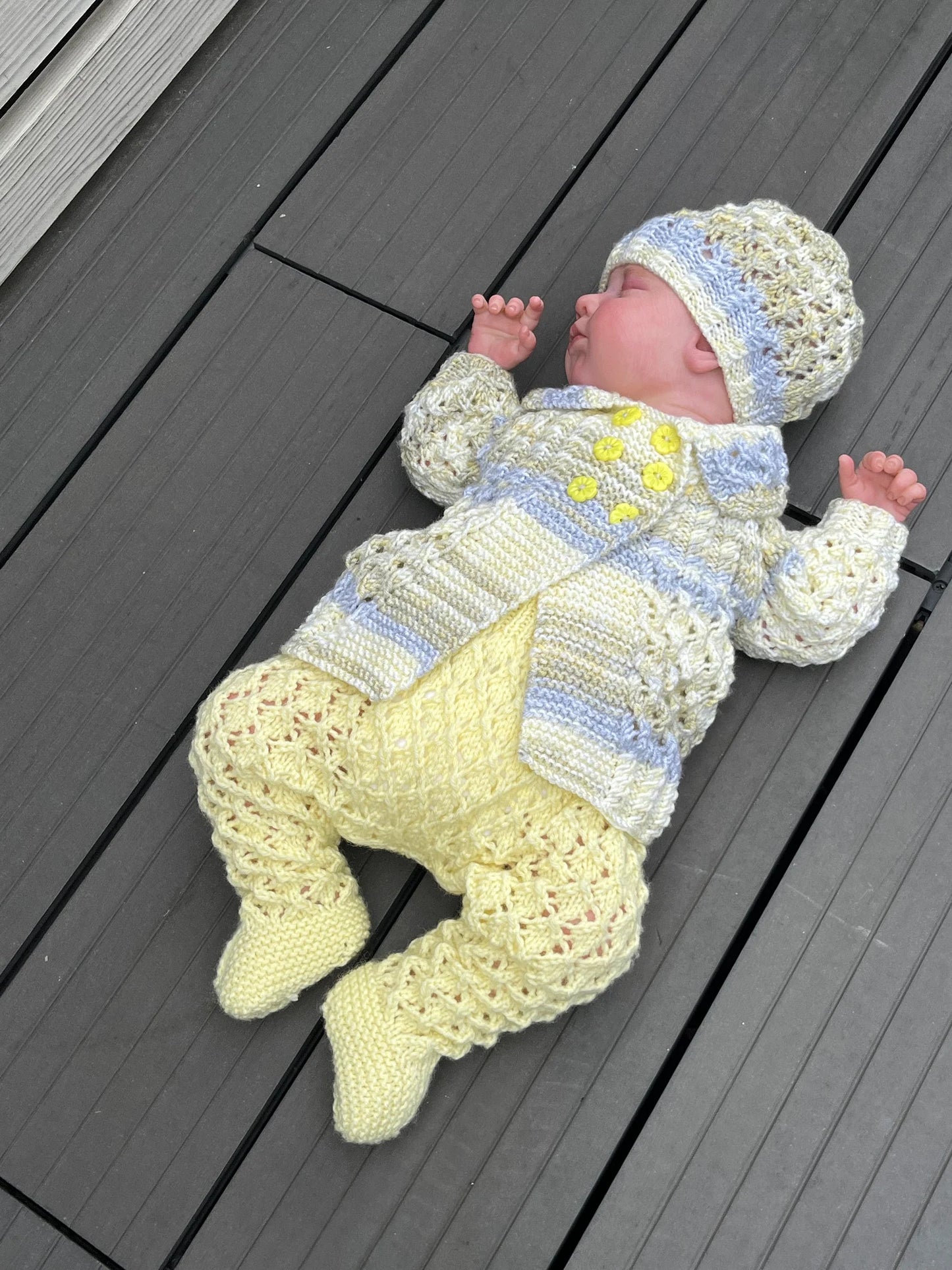 "Jelly Bean” 3 piece set Knitting pattern for Reborn doll 16 -22” or 0-3 Month Old Baby