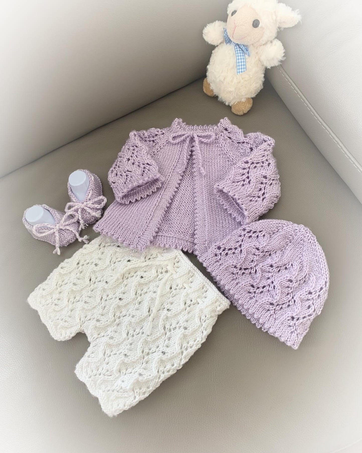 "Ivy” 4 Piece Set Knitting pattern for Reborn doll 16-22” or 0-3 Month Old Baby