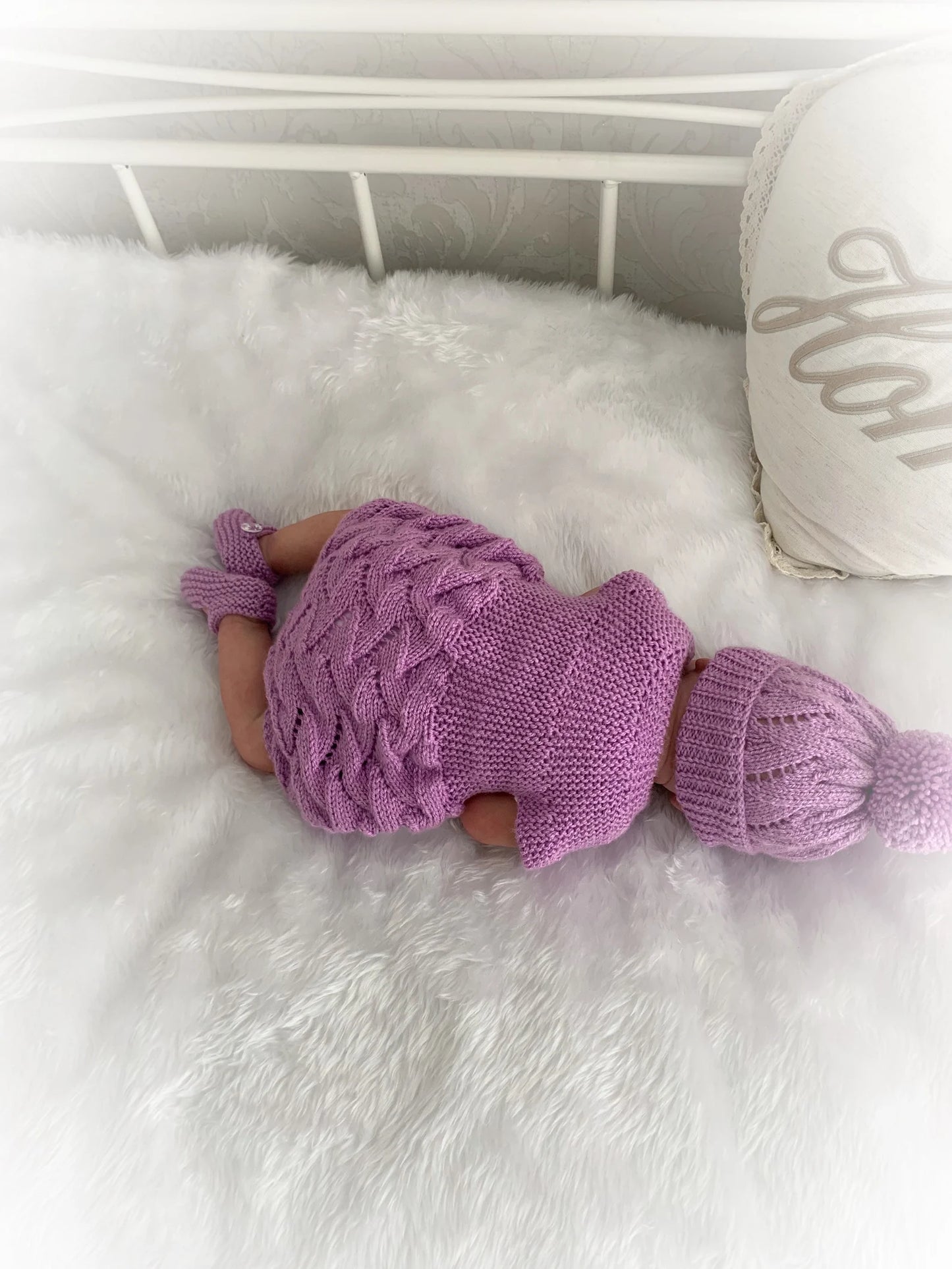 "Gardenia ” Sideways made Knitting pattern for Reborn doll 16 -22” or 0-3 Mth Old Baby
