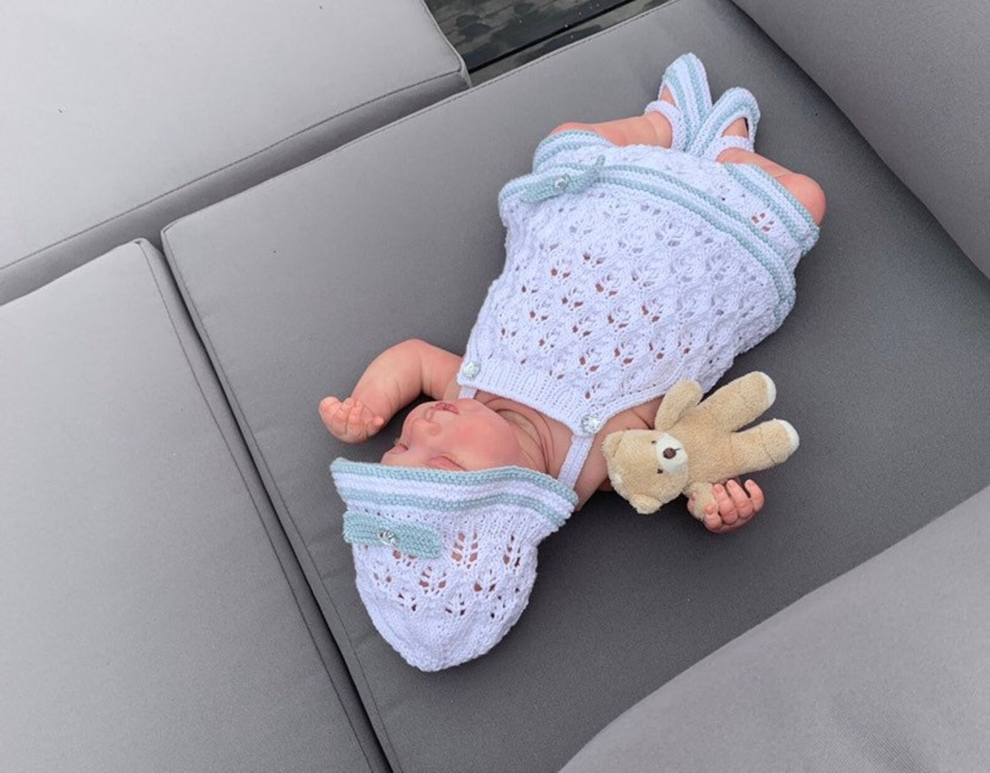 "Olive” 4 Piece Set Knitting pattern for Reborn doll 16-22” or 0-3 Month Old Baby
