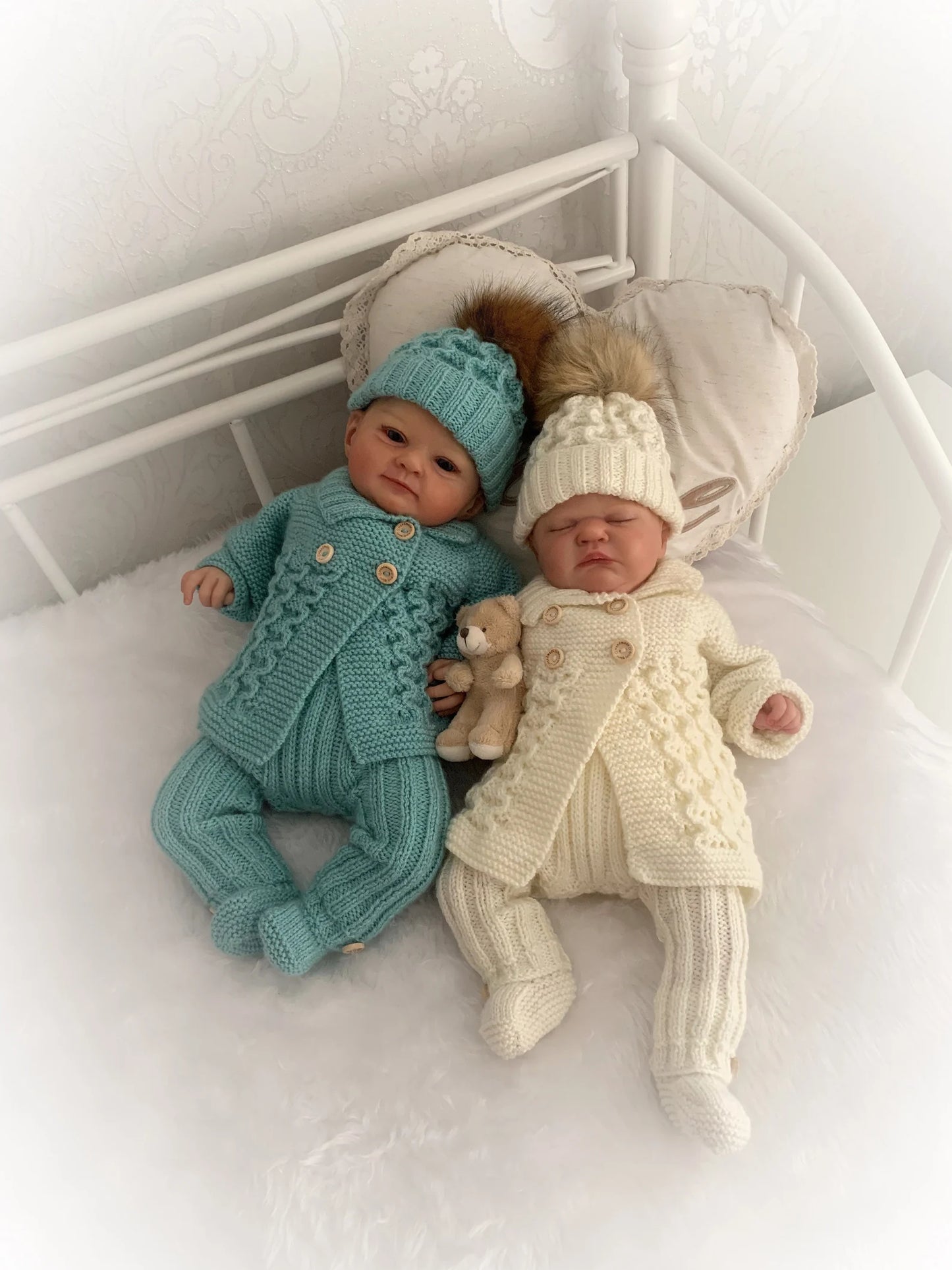 "Poinsettia” Cosy coat and legging set Knitting pattern for Reborn doll 16 -22” or 0-3 Mth Old Baby