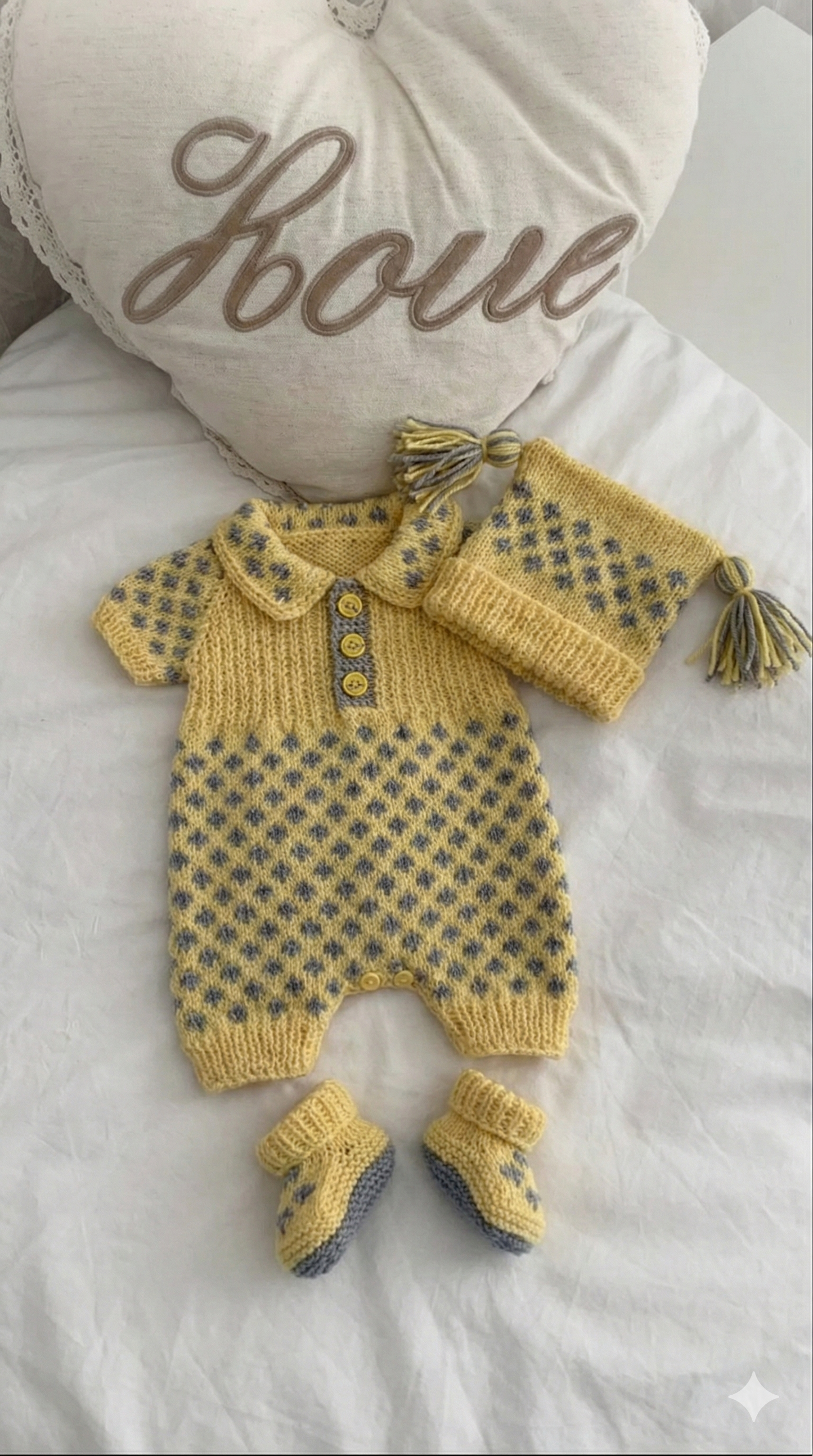 "Meadow” Romper and Dress set Knitting pattern for Reborn doll 16 -22” or 0-3 Mth Old Baby