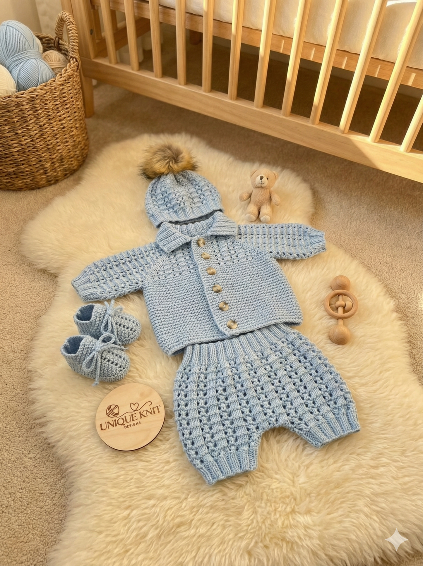 "Biscuit” Multi-piece Knitting pattern for Reborn doll 16 -22” or 0-3 Month Old Baby