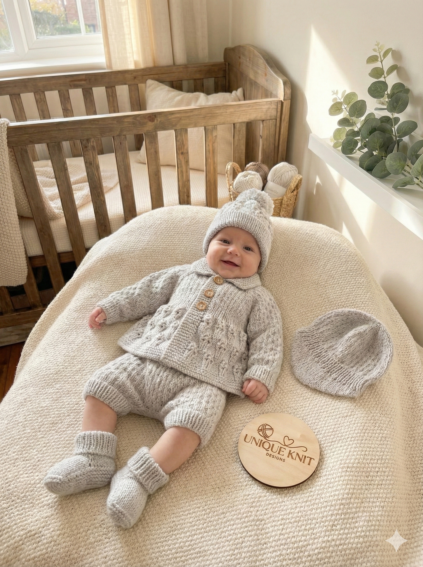 "Blueberry” 5 Piece set knitting pattern for reborn doll 16-22" or 0-3 month old baby