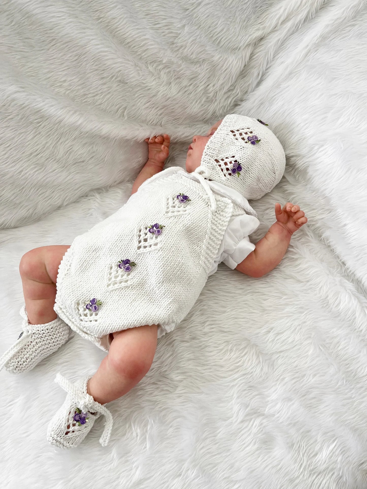 "Isabelle” 4 Piece Knitting pattern set for Reborn doll 16 -22” or 0-3 Month Old Baby