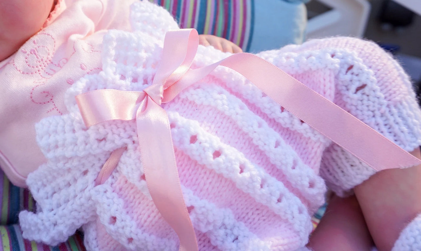 "Rosebud” Summer set Knitting pattern for Reborn doll 16 -22” or 0-3 Mth Old Baby
