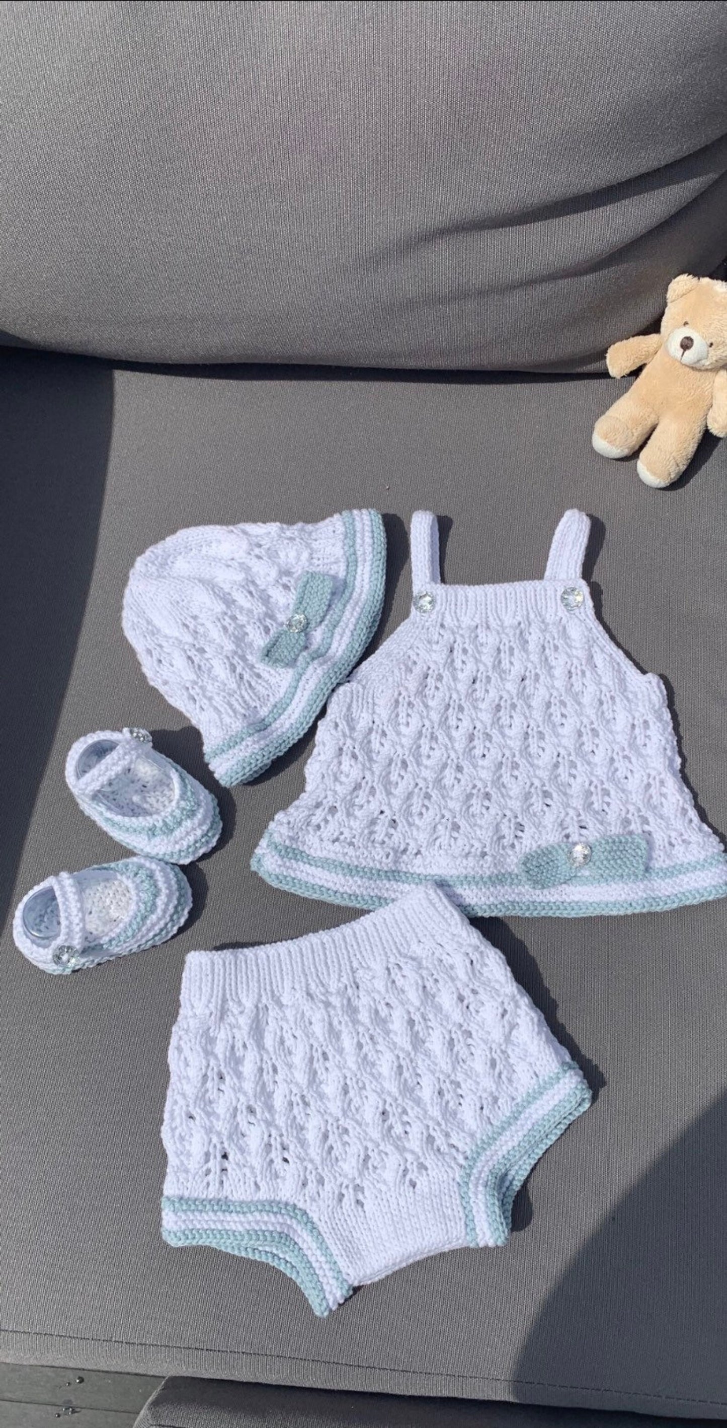 "Olive” 4 Piece Set Knitting pattern for Reborn doll 16-22” or 0-3 Month Old Baby