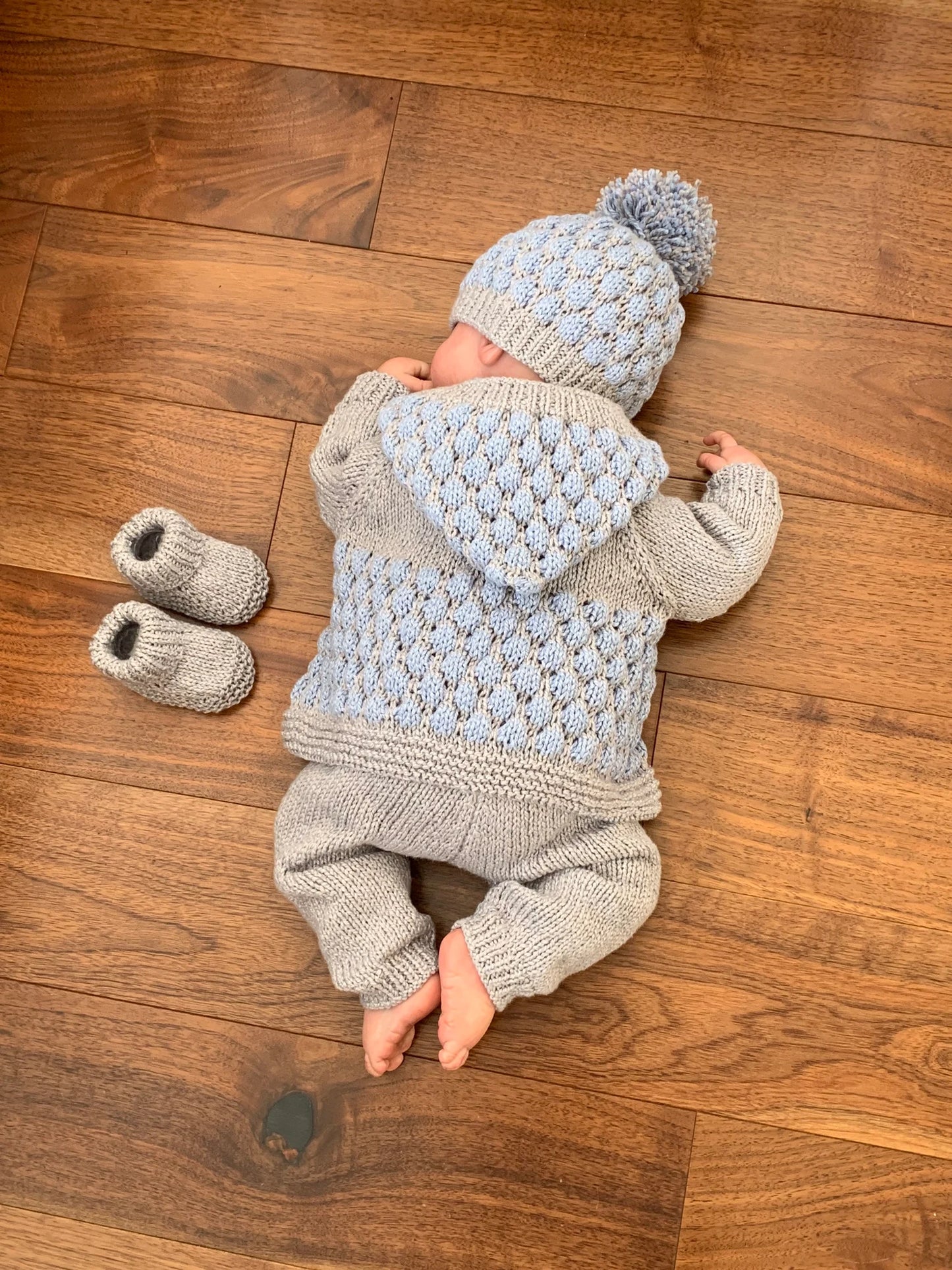 "Popcorn” 4 Piece set Knitting pattern for Reborn doll 16 -22” or 0-3 Month Old Baby
