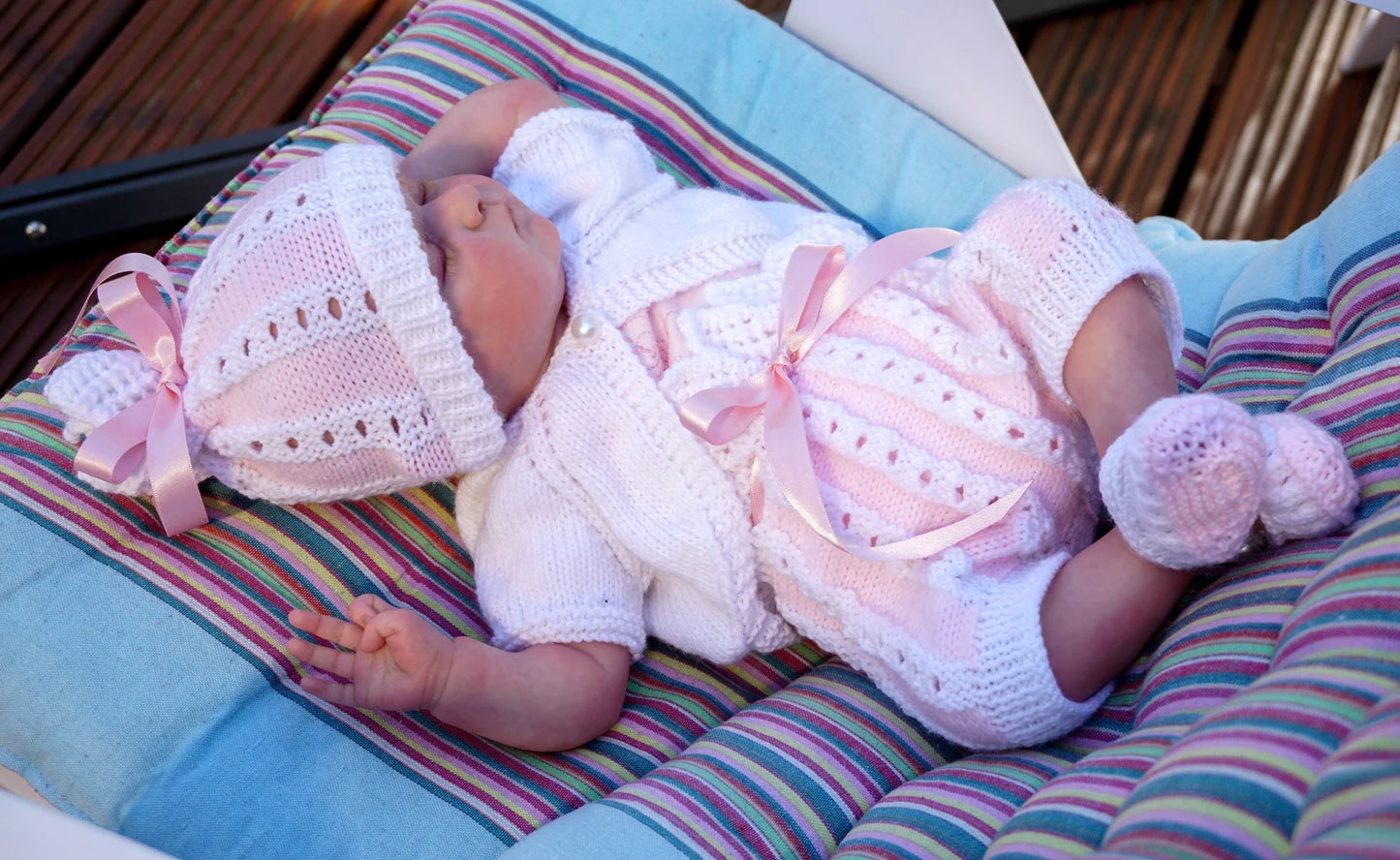 "Rosebud” Summer set Knitting pattern for Reborn doll 16 -22” or 0-3 Mth Old Baby