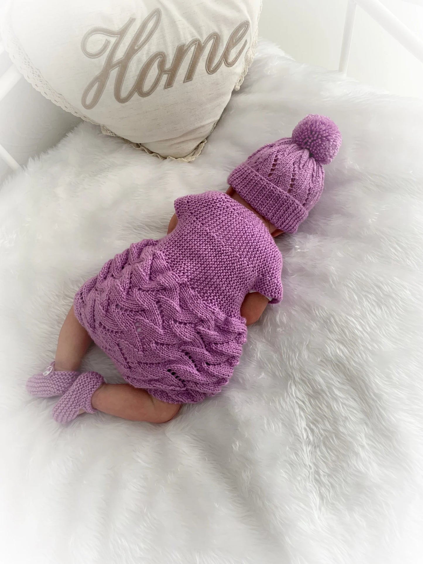 "Gardenia ” Sideways made Knitting pattern for Reborn doll 16 -22” or 0-3 Mth Old Baby