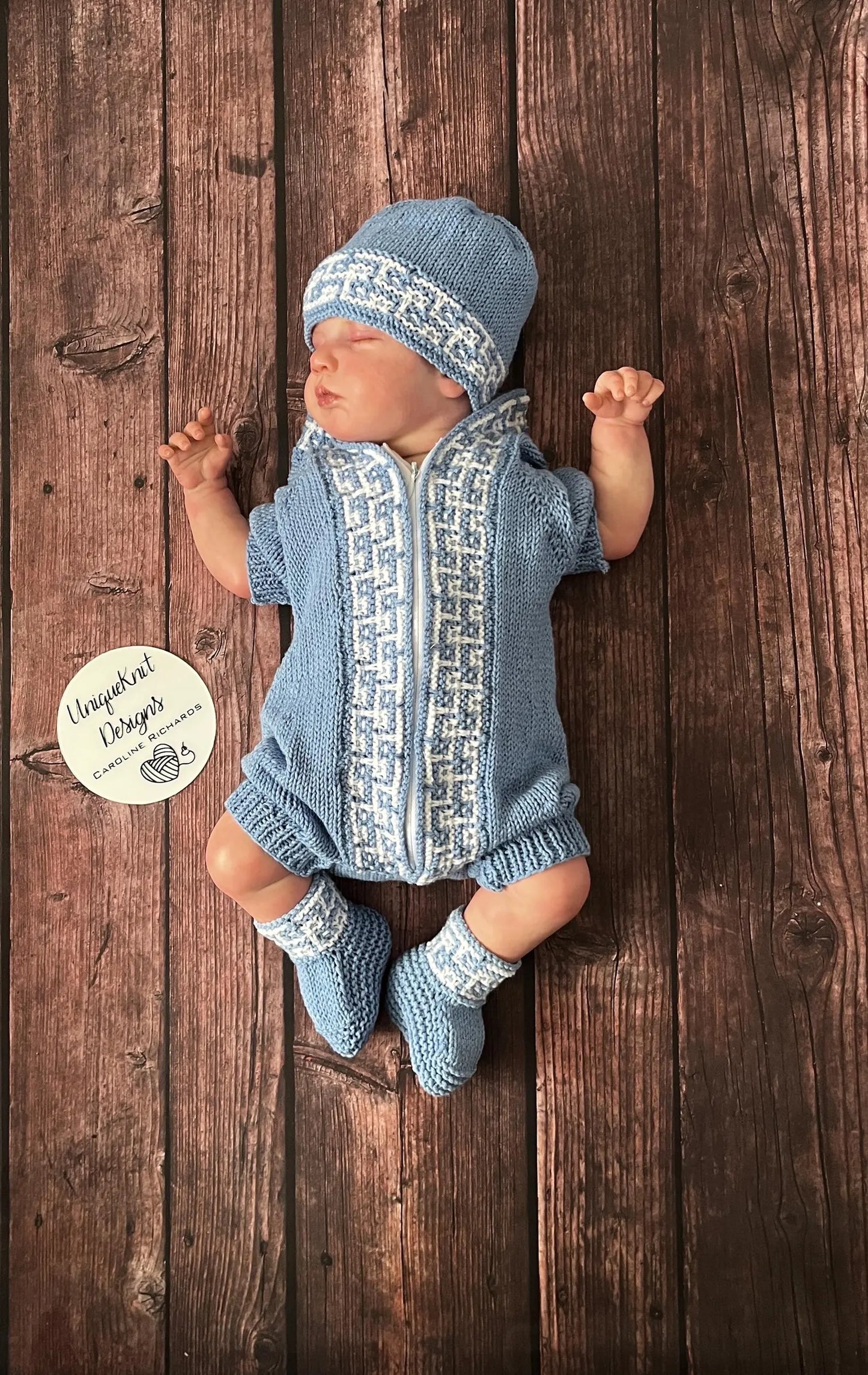 "Tetris” Romper Knitting pattern set for Reborn doll 16 -22” or 0-3 Month Old Baby