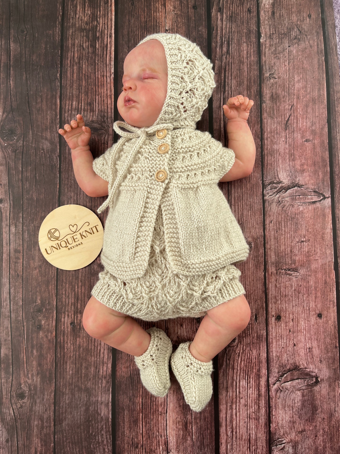 "Rianne” 4 Piece Knitting pattern set for Reborn doll 16 -22” or 0-3 Month Old Baby