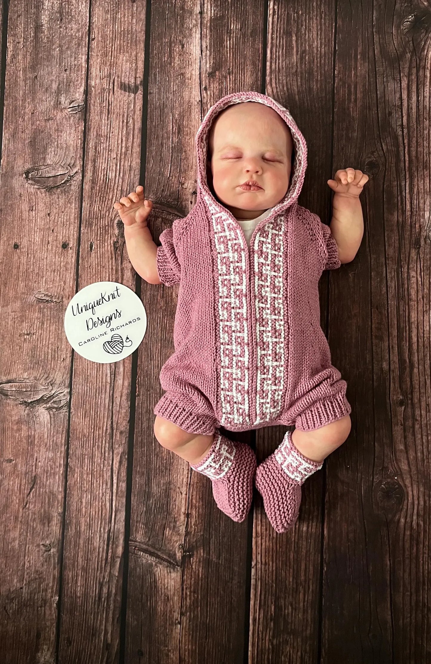 "Tetris” Romper Knitting pattern set for Reborn doll 16 -22” or 0-3 Month Old Baby