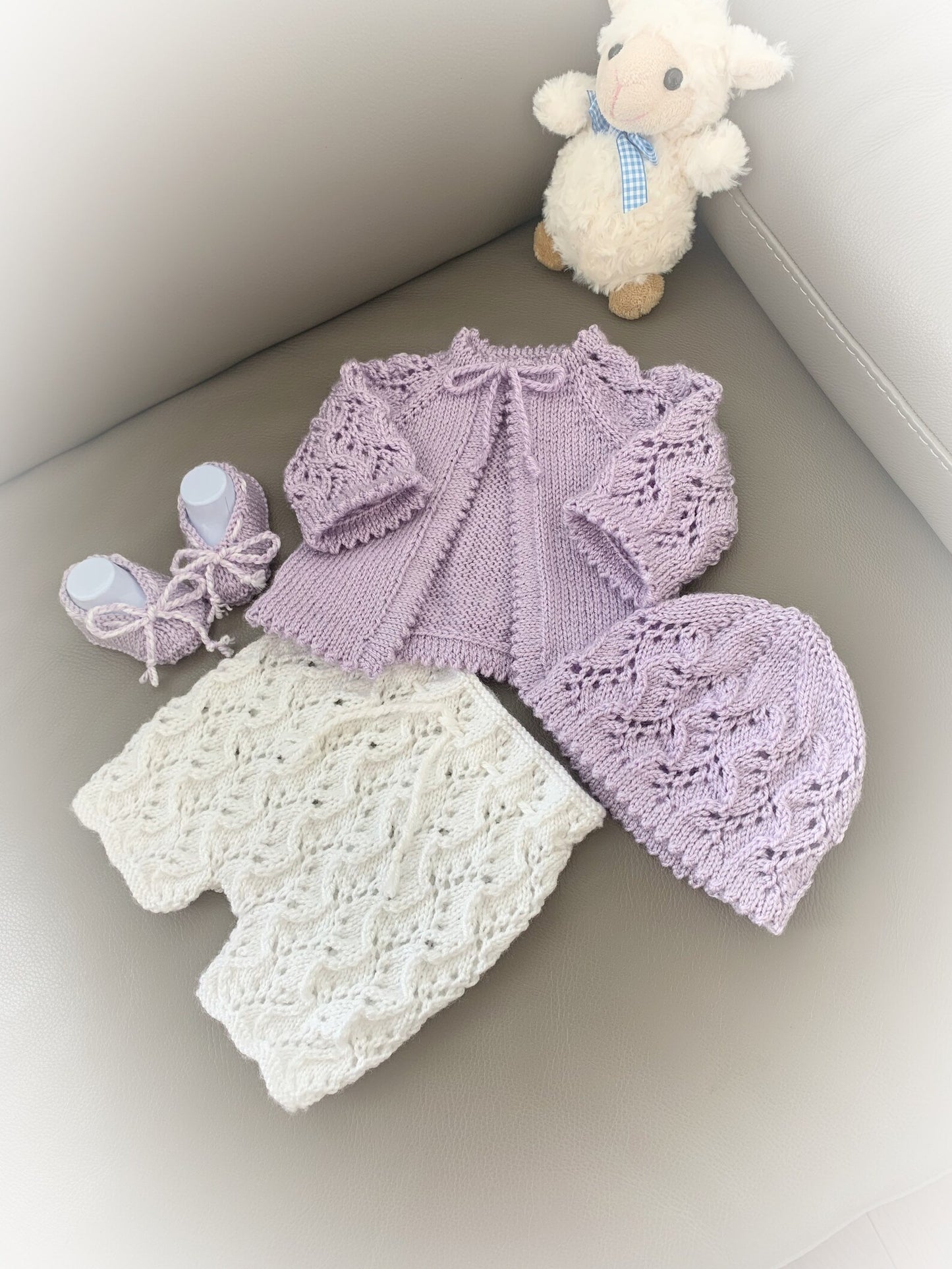 "Ivy” 4 Piece Set Knitting pattern for Reborn doll 16-22” or 0-3 Month Old Baby