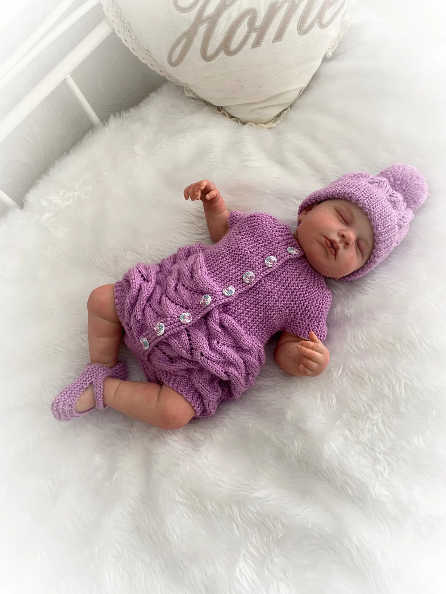 "Gardenia ” Sideways made Knitting pattern for Reborn doll 16 -22” or 0-3 Mth Old Baby