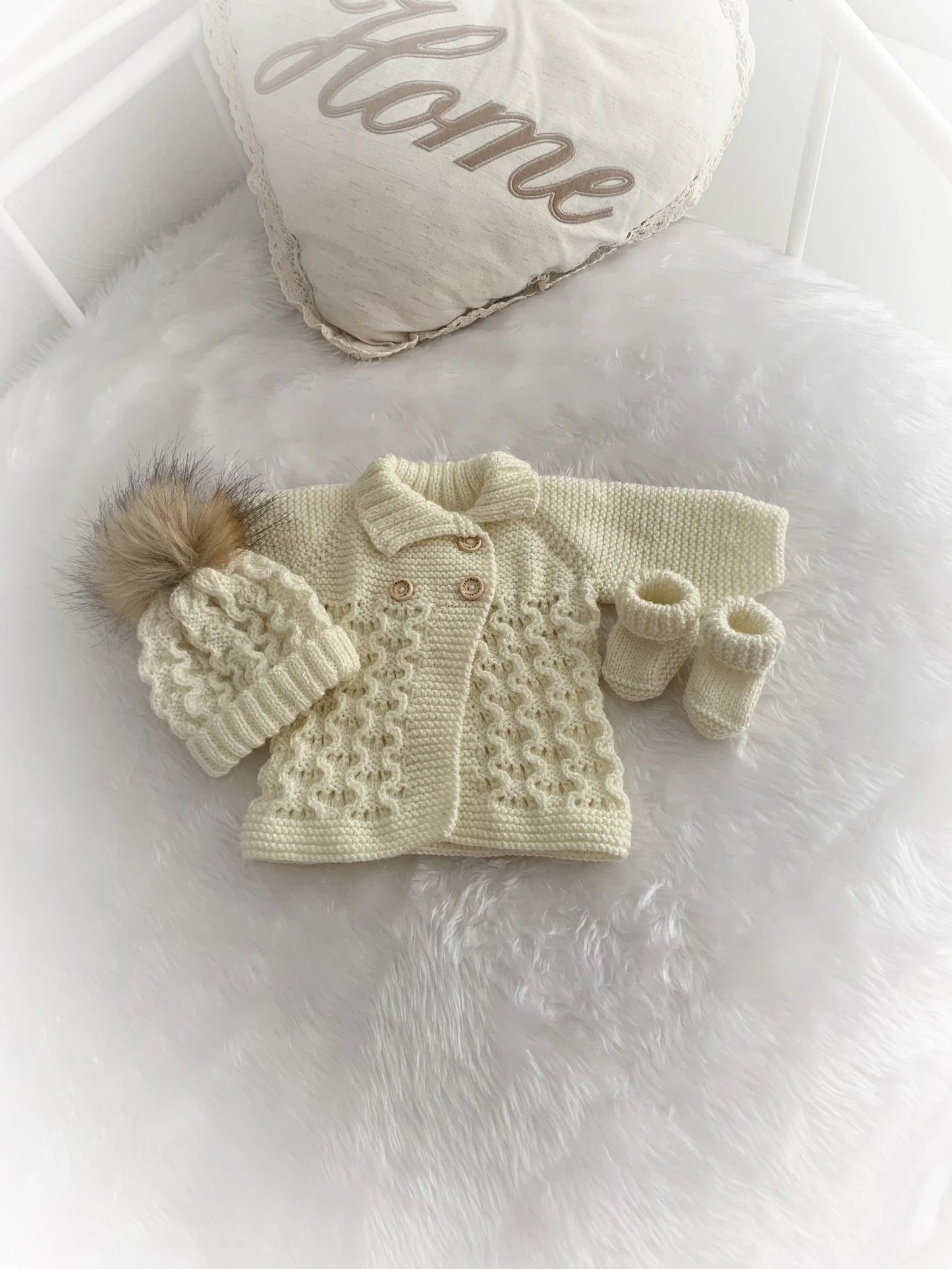 "Poinsettia” Cosy coat and legging set Knitting pattern for Reborn doll 16 -22” or 0-3 Mth Old Baby