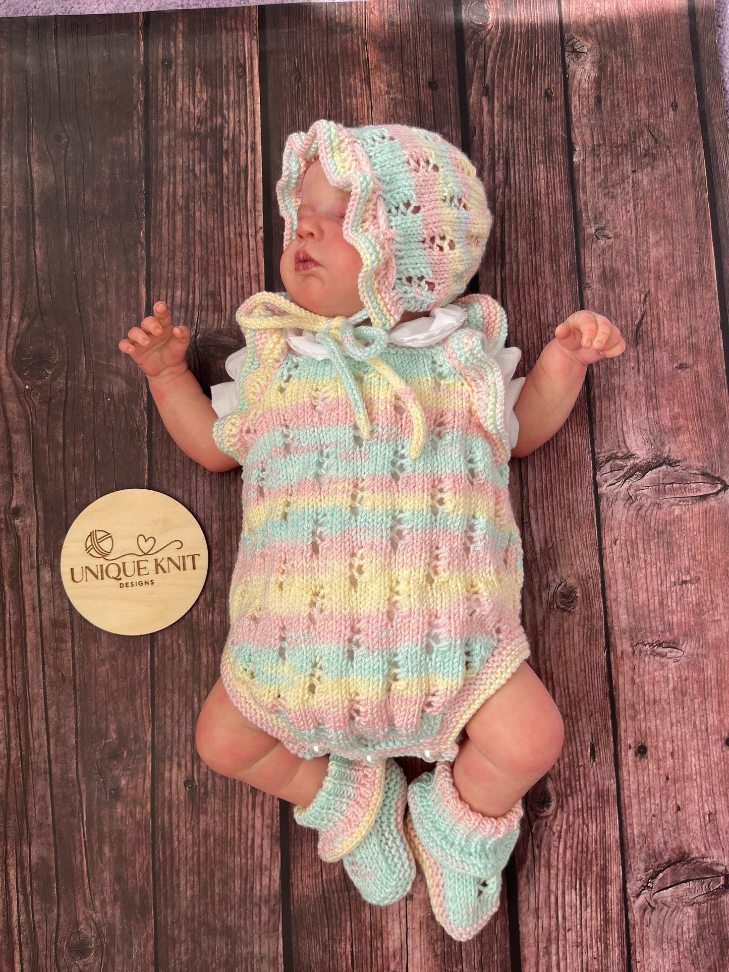 "Caz” Multi Piece set knitting pattern for reborn doll 16-22" or 0-3 month old baby