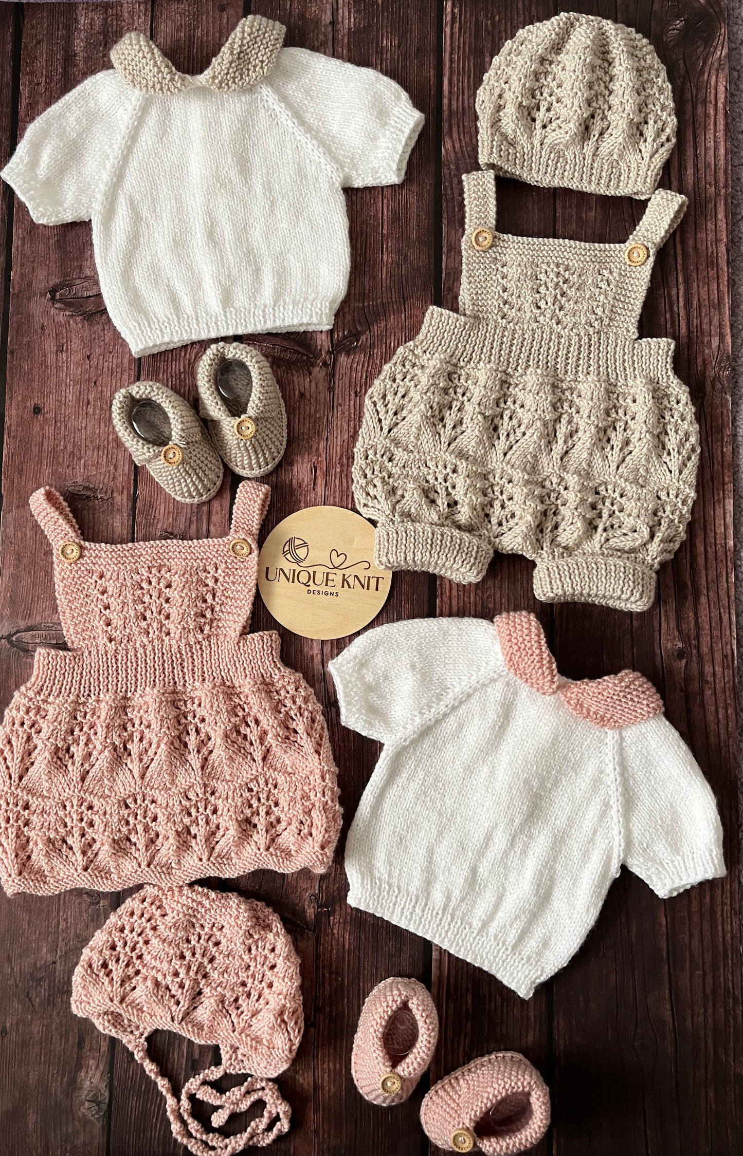"Tim & Kim ” Multi Piece twin set knitting pattern for reborn doll 16-22" or 0-3 month old baby