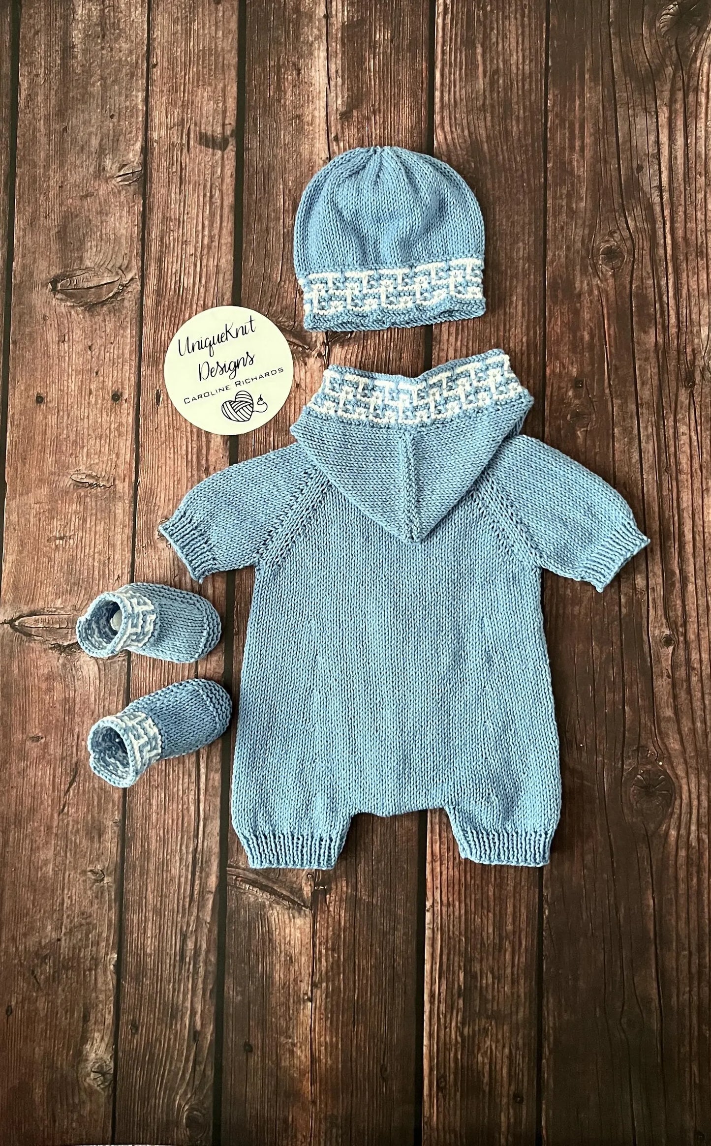 "Tetris” Romper Knitting pattern set for Reborn doll 16 -22” or 0-3 Month Old Baby