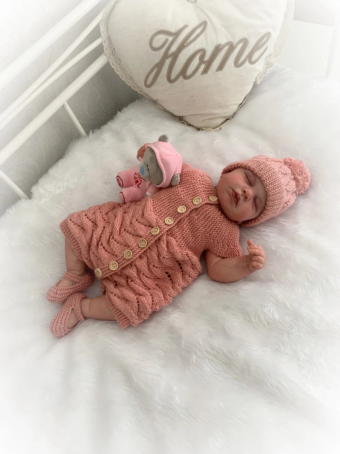 "Gardenia ” Sideways made Knitting pattern for Reborn doll 16 -22” or 0-3 Mth Old Baby