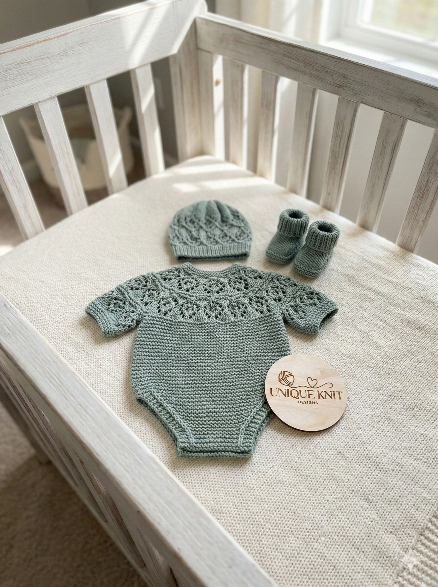"Pistachio" Romper knitting pattern for reborn doll 16-22" or 0-3 Month old baby