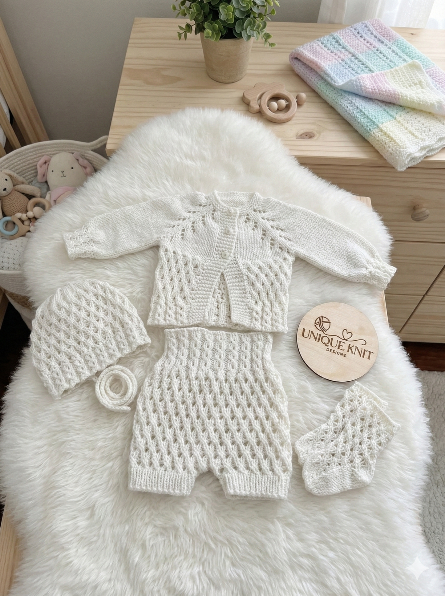 "Truffle” 4 Piece Set Knitting pattern for Reborn doll 16-22” or 0-3 Month Old Baby